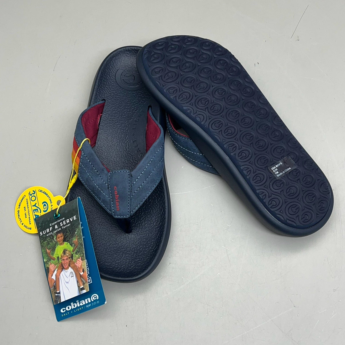 COBIAN Kandui Synthetic Leather Strap Sandals Men's Sz 13, EU 46 Navy KAN25-410-13
