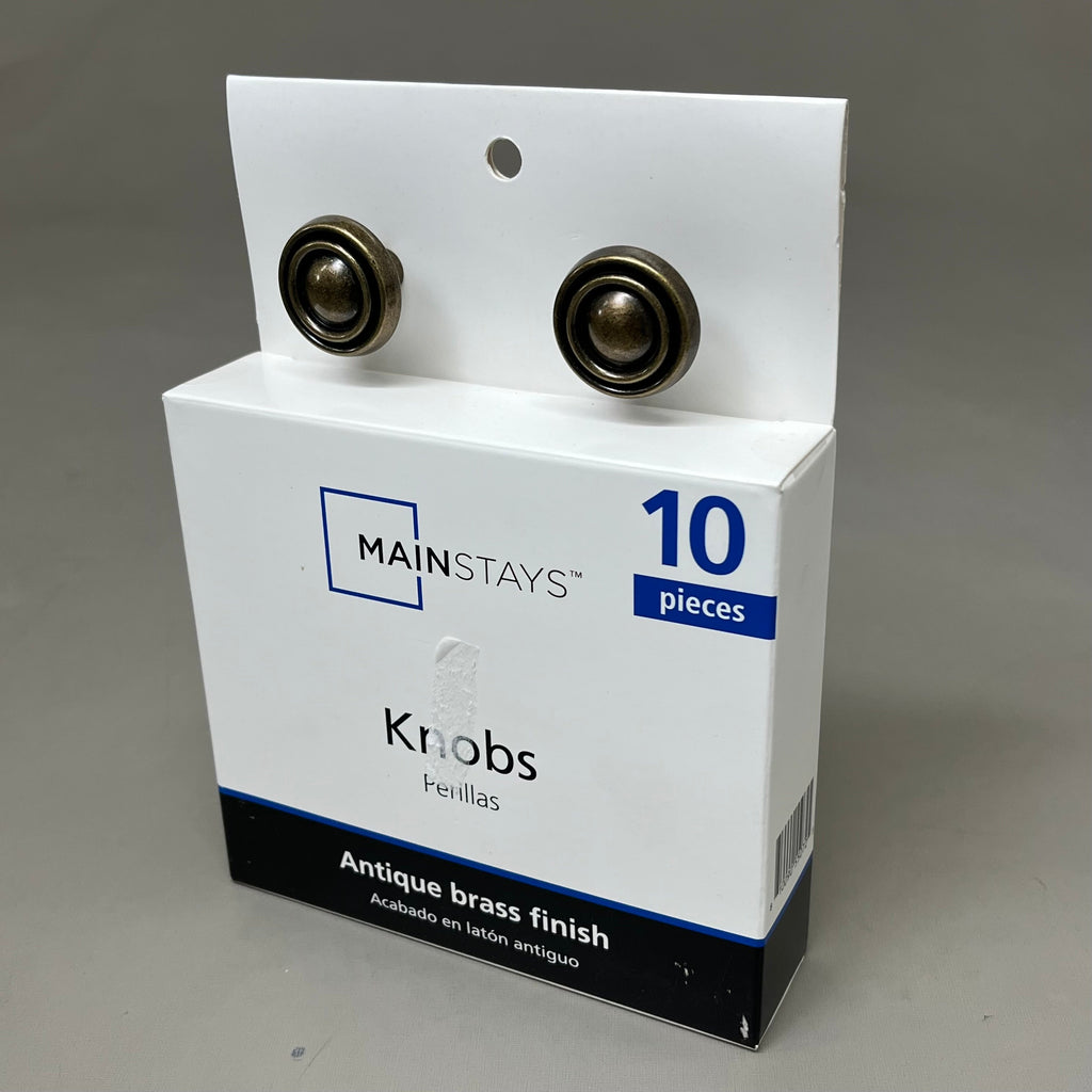 MAINSTAYS(10 PACK) Traditional Cabinet Knobs 1" Screws 1-3/16 Dia Antique Brass