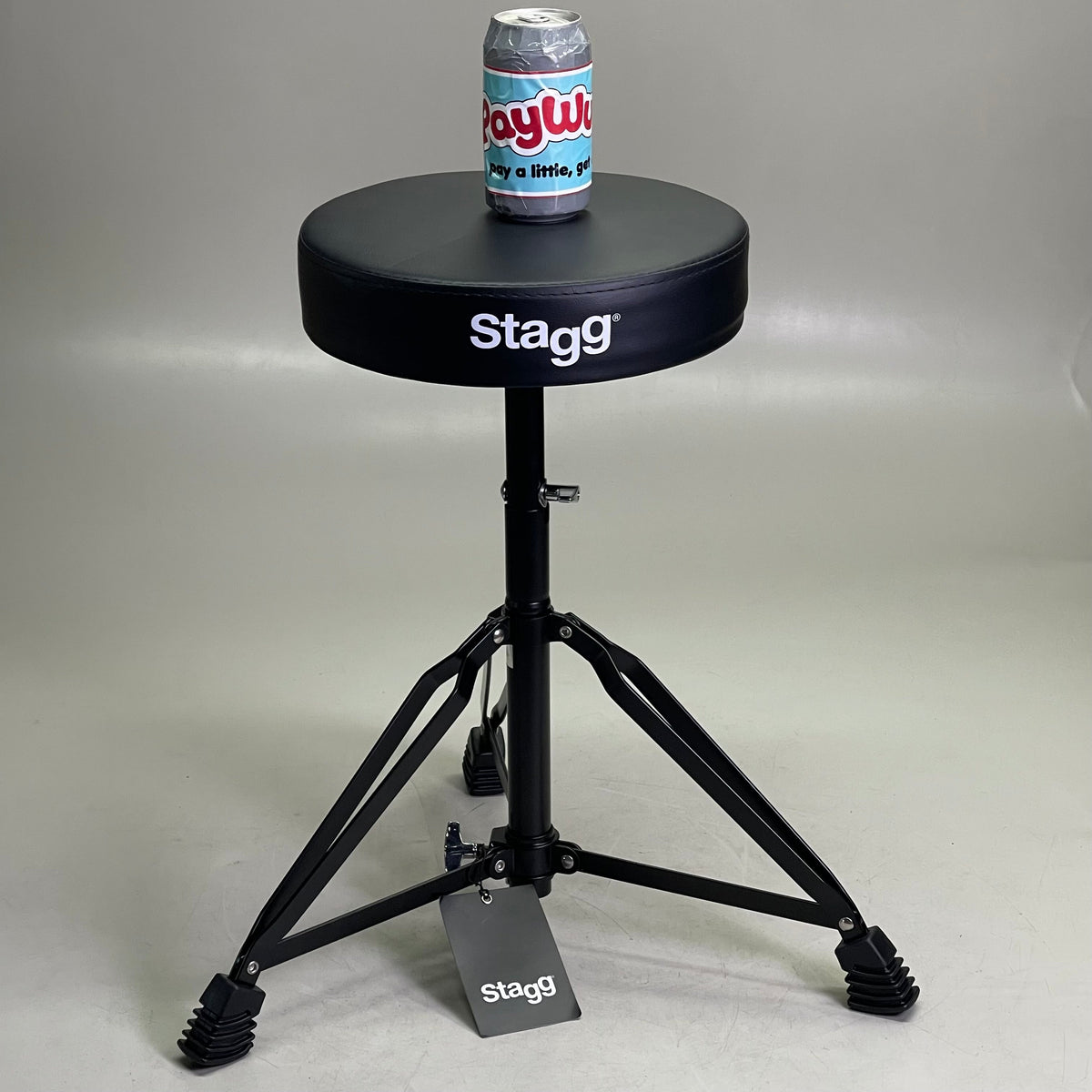 STAGG Drum Throne Vinyl Double Braced Adjustable Height Black DT-32BK