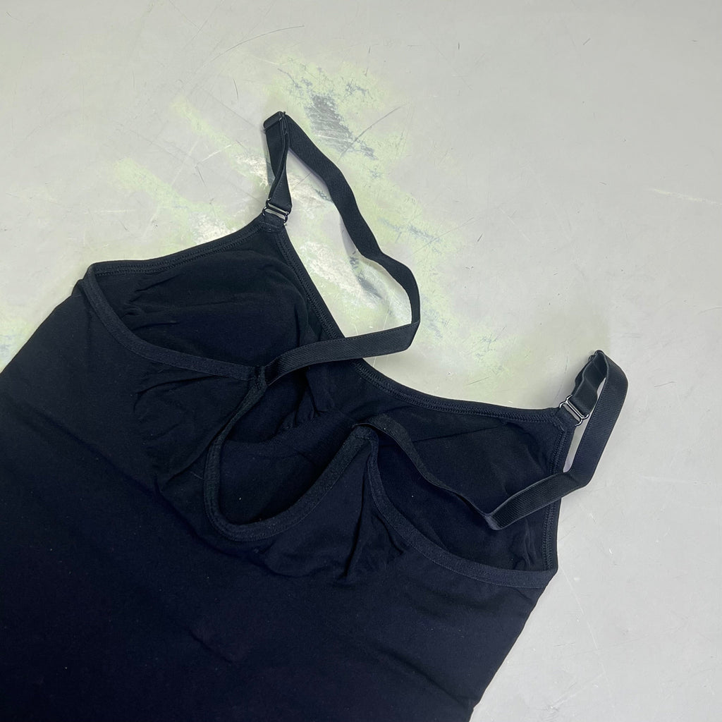 LUXMERY Breathable Stretch Fabric Low Back Sculpting Body Suit Sz L Black