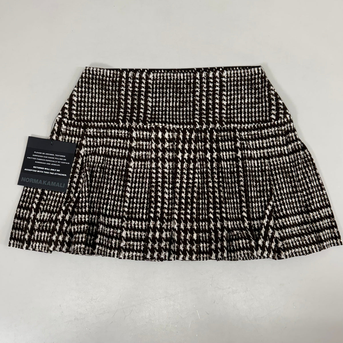 NORMA KAMALI Silky Jersey Pleated Micro Skirt Unlined Women's Sz S/32 Chocolate