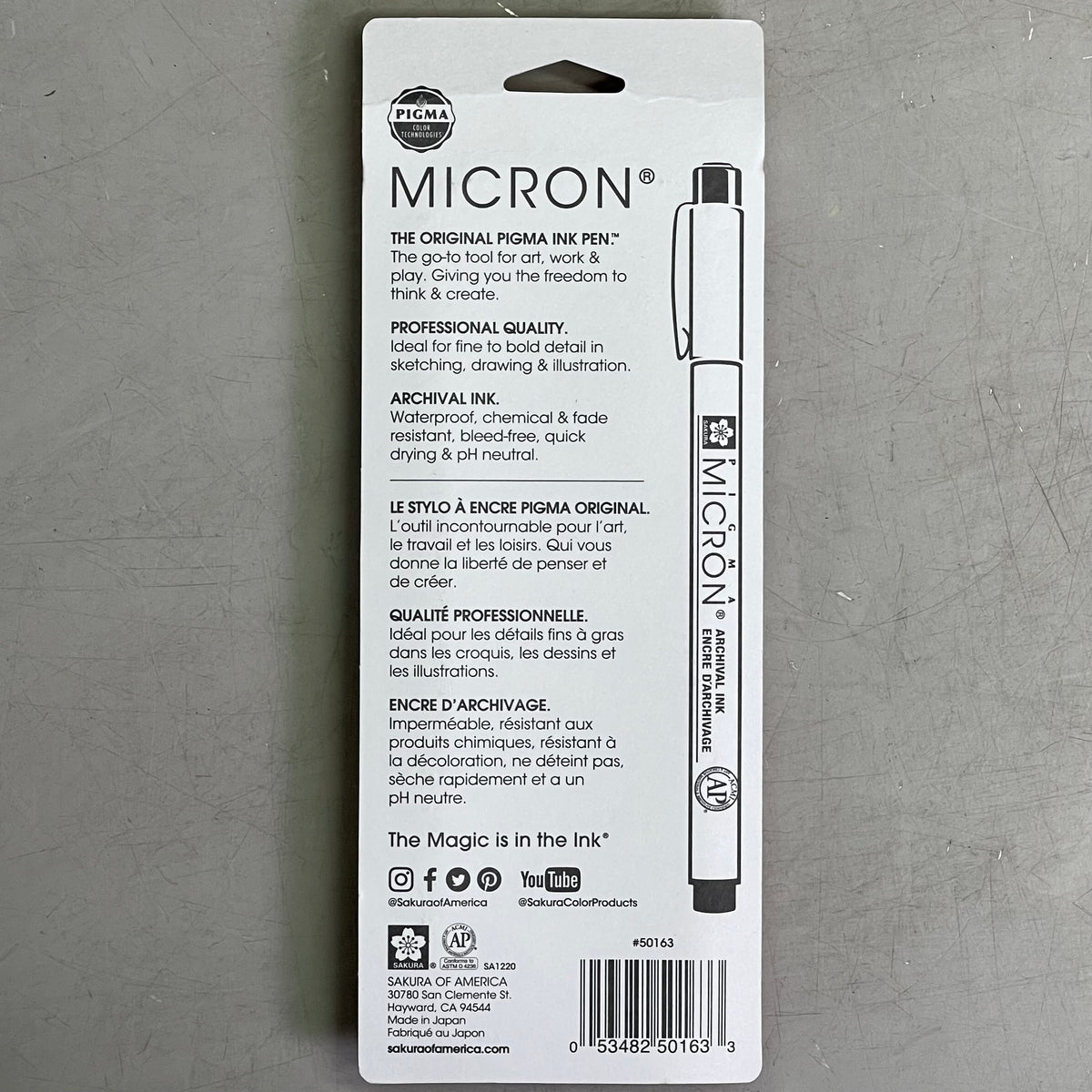 SAKURA (3-PACK) Pigma Micron Pens 0.25mm, 0.45mm, 0.60mm Cool Gray 50163