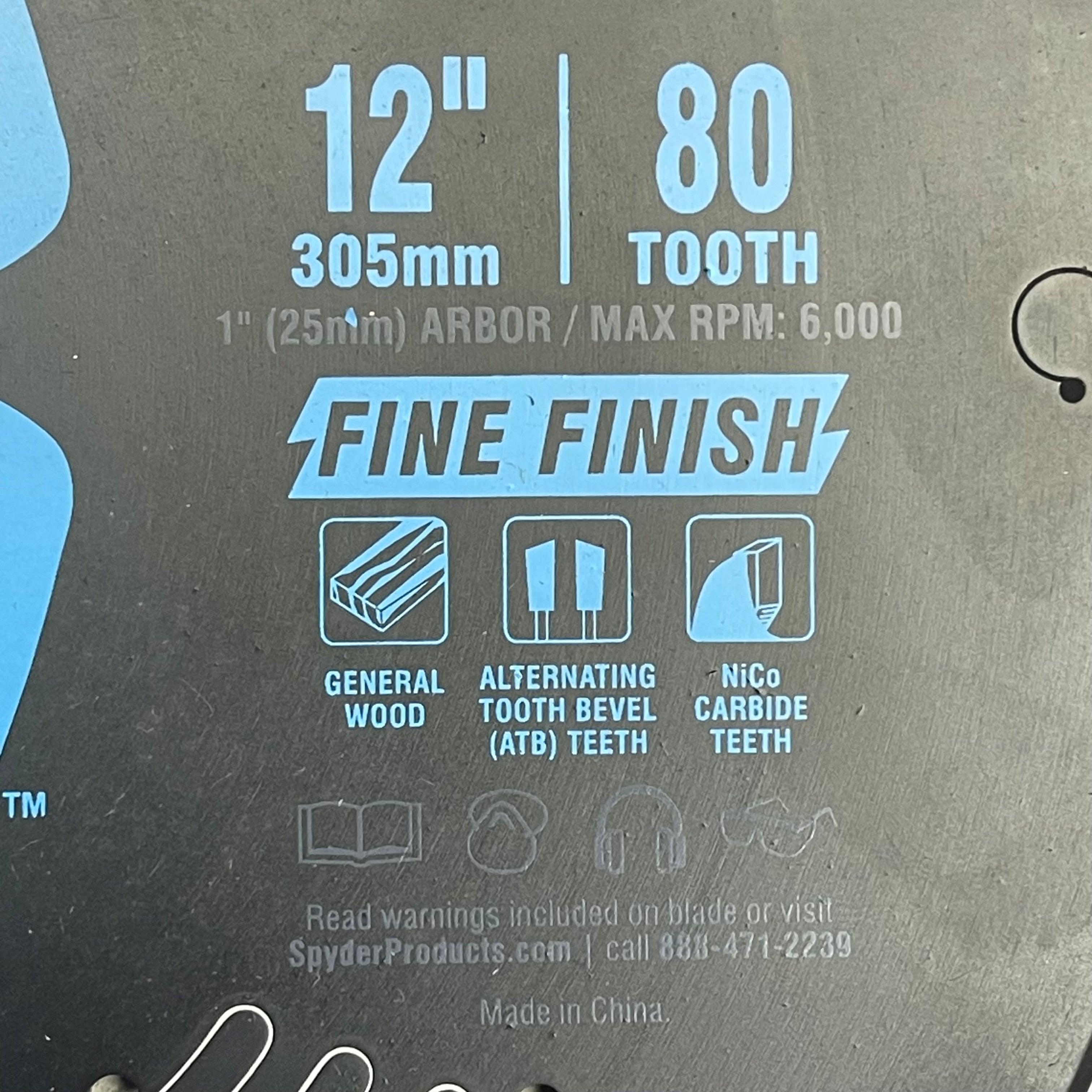 SPYDER Tarantula Fine Finish Circular Saw Blade 80-Tooth, 12" Black 13054