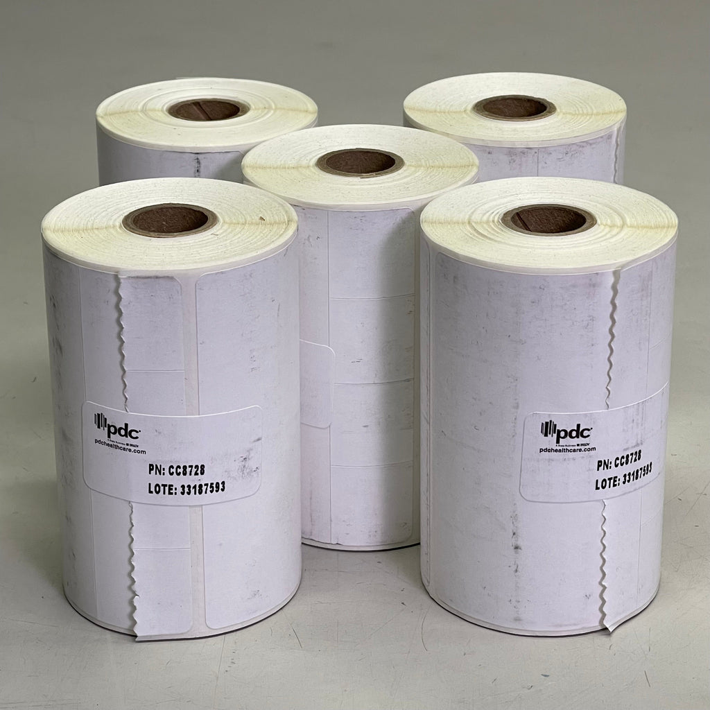 PDC (5 PACK) Thermal Wristband 155/Roll, 4" x 4-1/2" Bands White CC8728