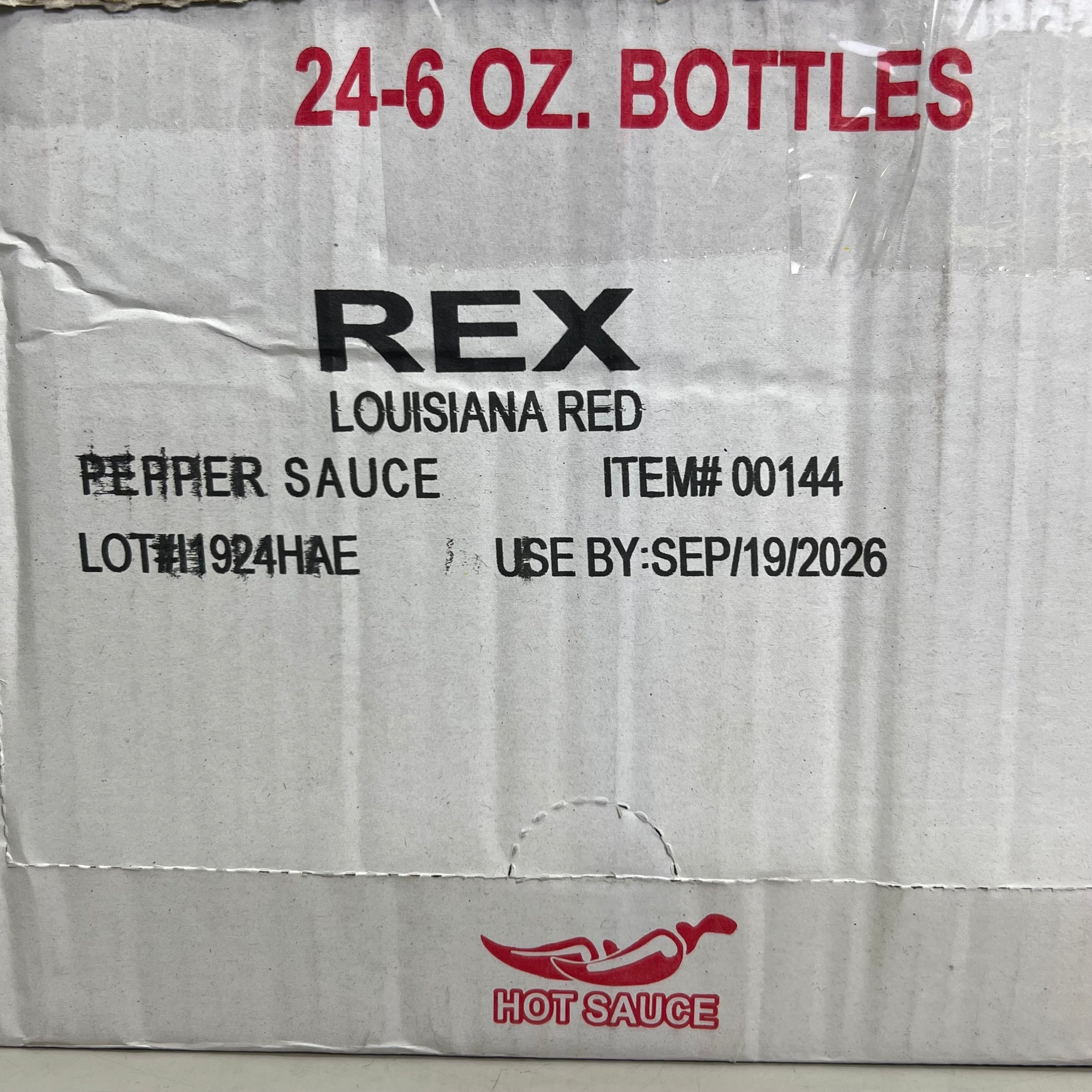 REX (24 PACK) Louisiana Red Pepper Sauce 6 oz Red BB 09/26