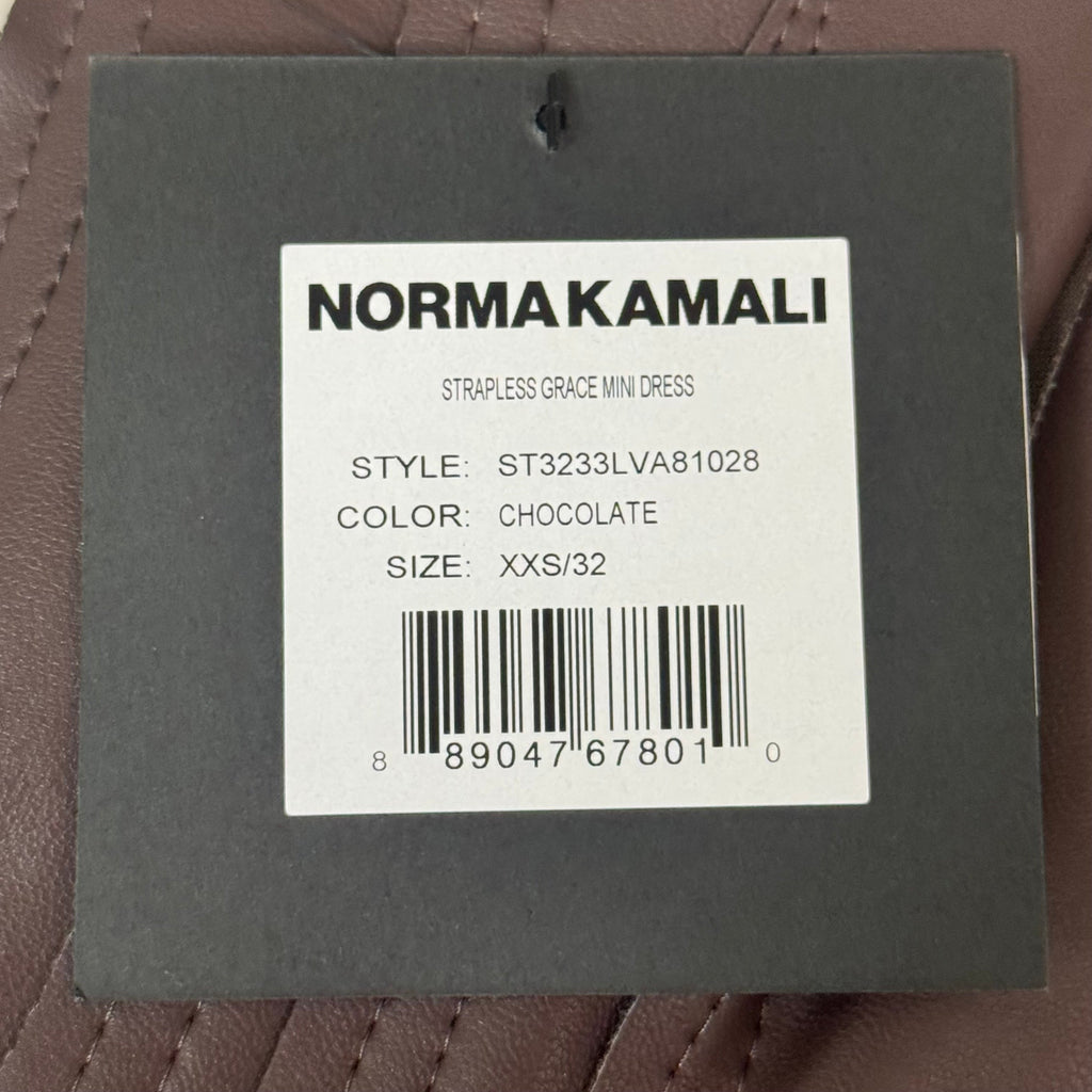NORMA KAMALI Strapless Grace Mini Dress Unlined Women's Sz XXS/32 Chocolate