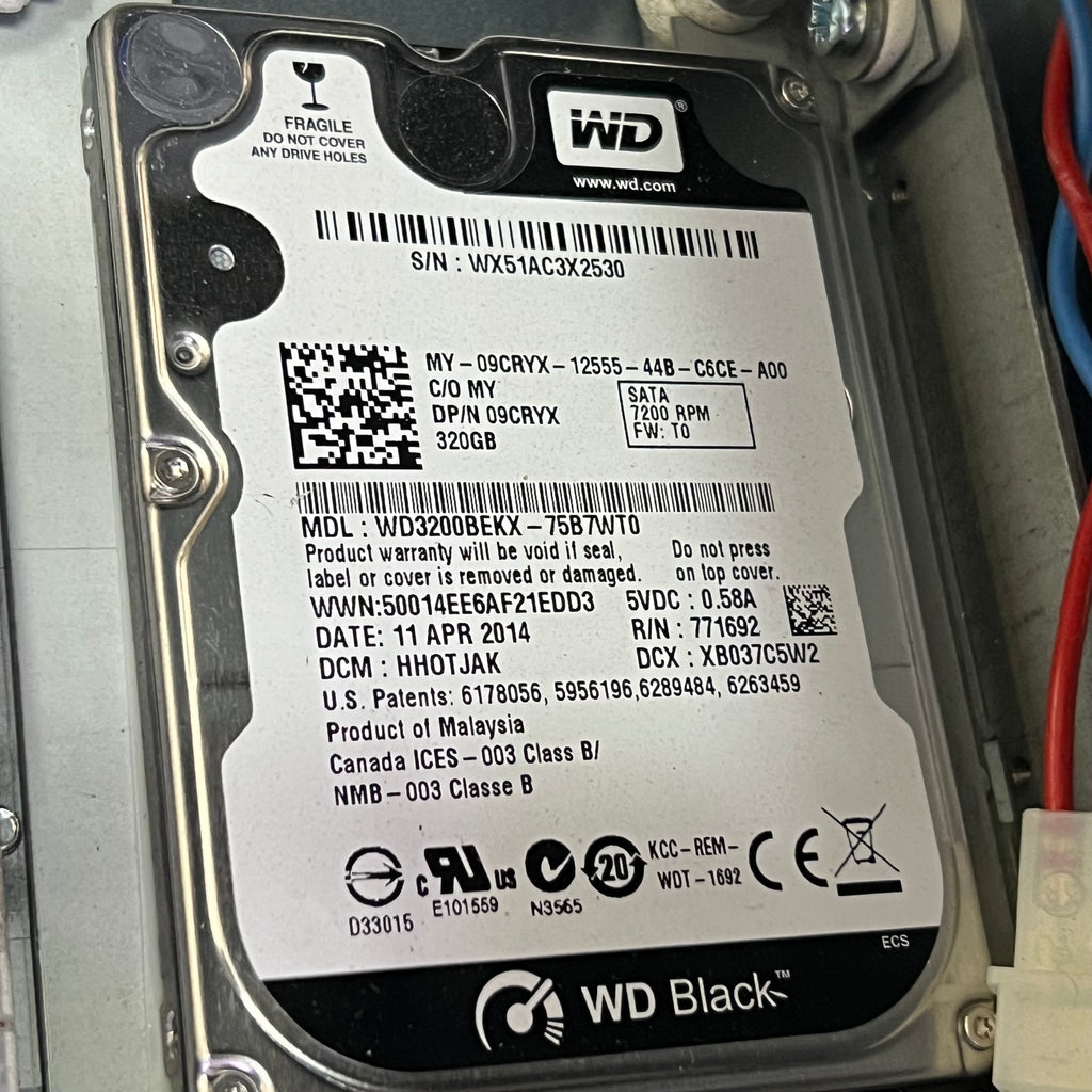 WD CPU Internal Hard Drive 320GB, Grey WD3200BEKX (AS-IS, Open Lid)