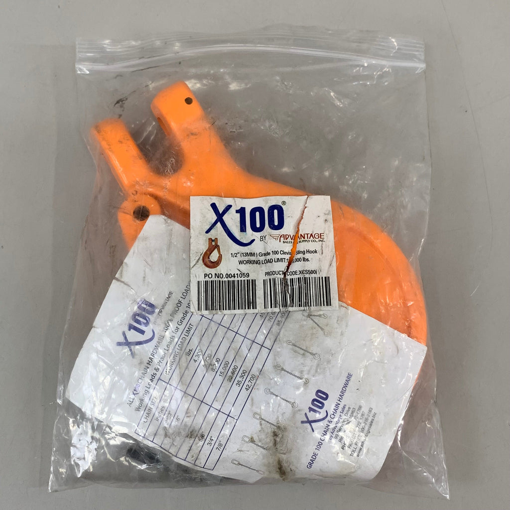 X100 100 Grade Clevis Sling Hook 1/2" (13MM) Orange 0041059 (New Other- (See Images))