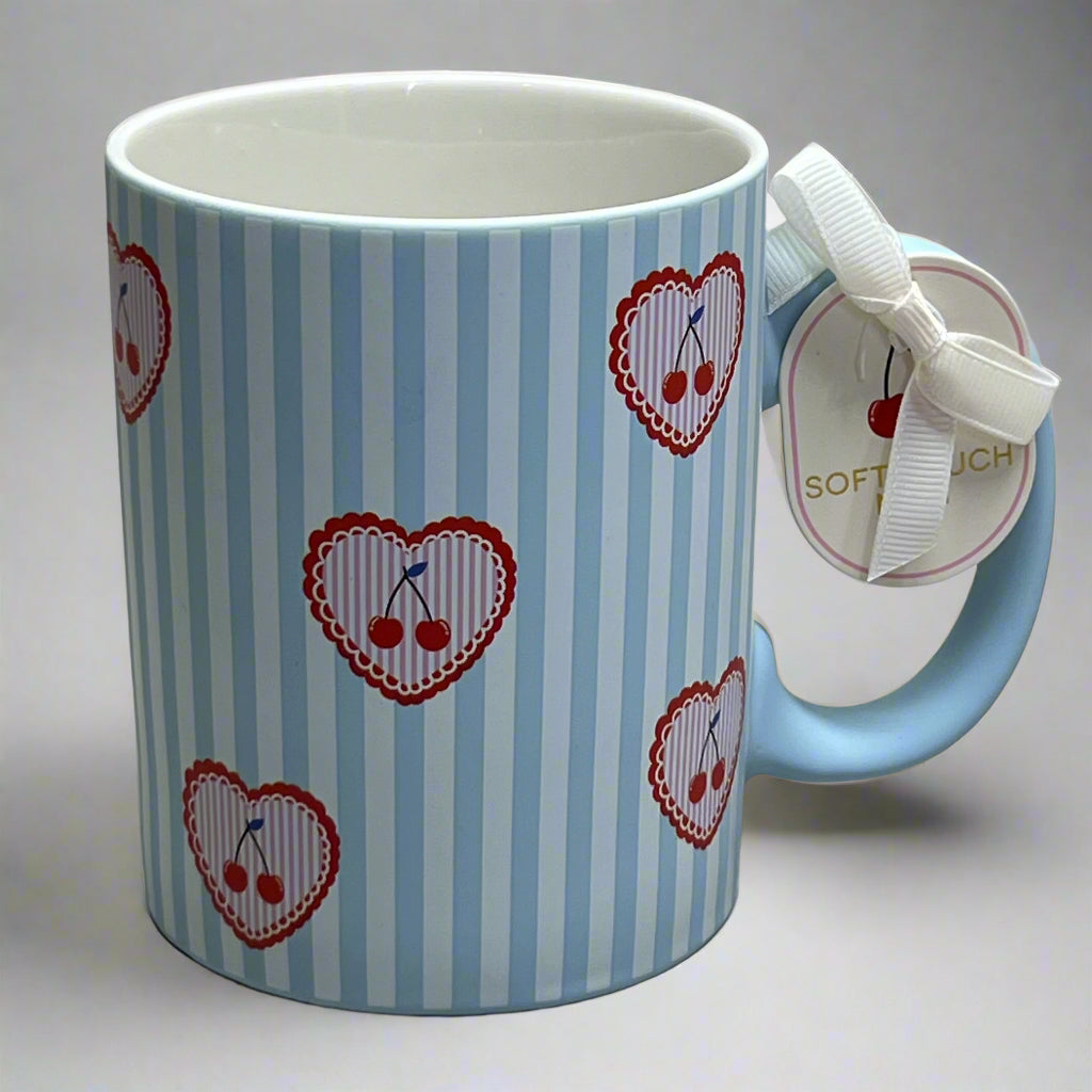 ECCOLO LTD (4 Pcs) Mugs With Fruit Design Sz 4.5" H x 3.5" D Blue MU165K