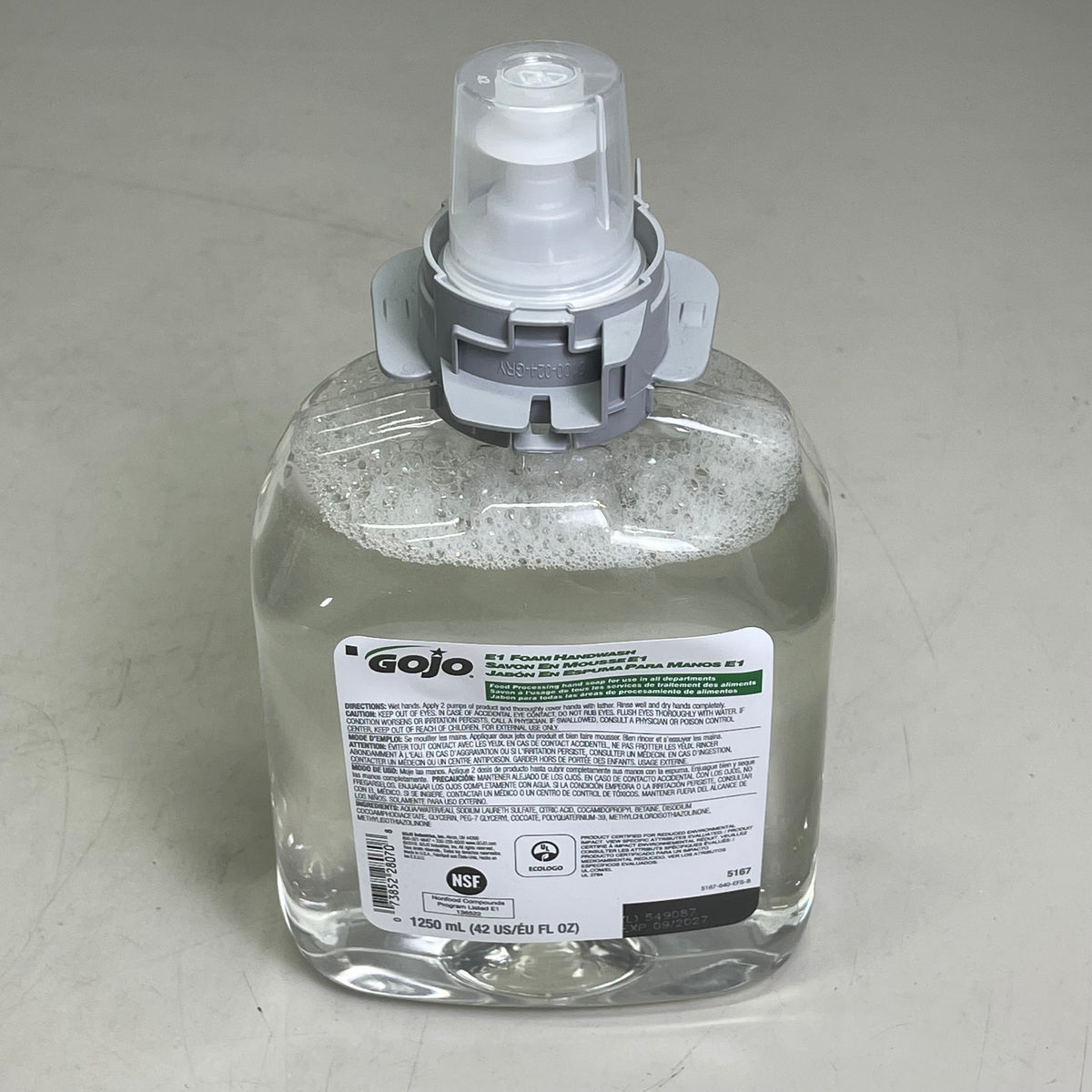 GOJO E1 Foam Handwash Refill Soap Dispenser Fragrance Free 1250mL 5167-04