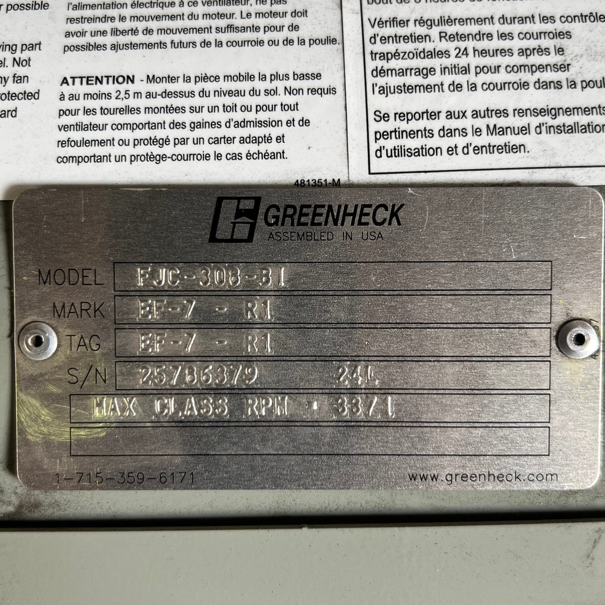 GREENHECK FJC-308-BI Industrial Exhaust Fan – Heavy-Duty Ventilation Unit