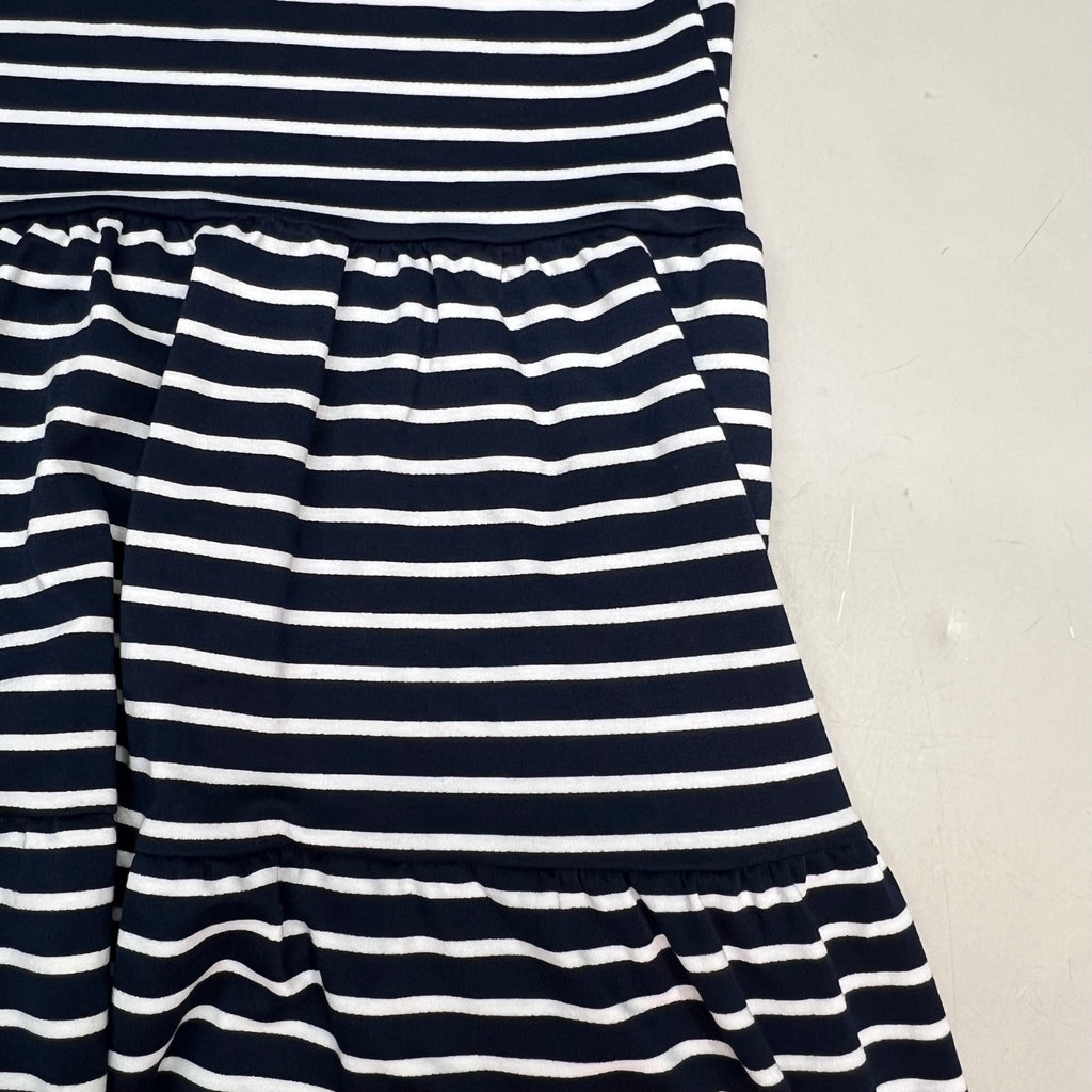 NAUTICA JEANS Tiered Collared Sleeveless Dress Women's Sz M Navy Blue/White