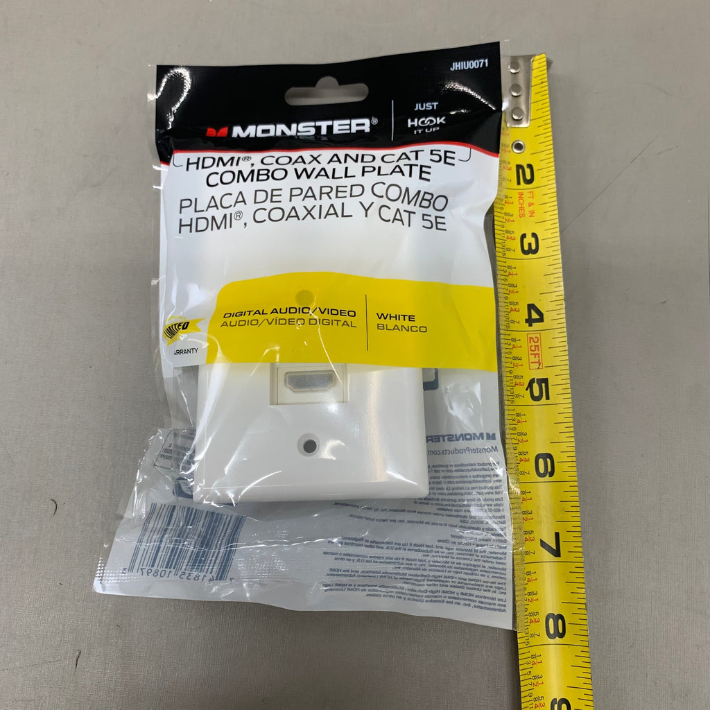 MONSTER Coax And Cat Combo Wall Plate 4"x3" White JHIU0071