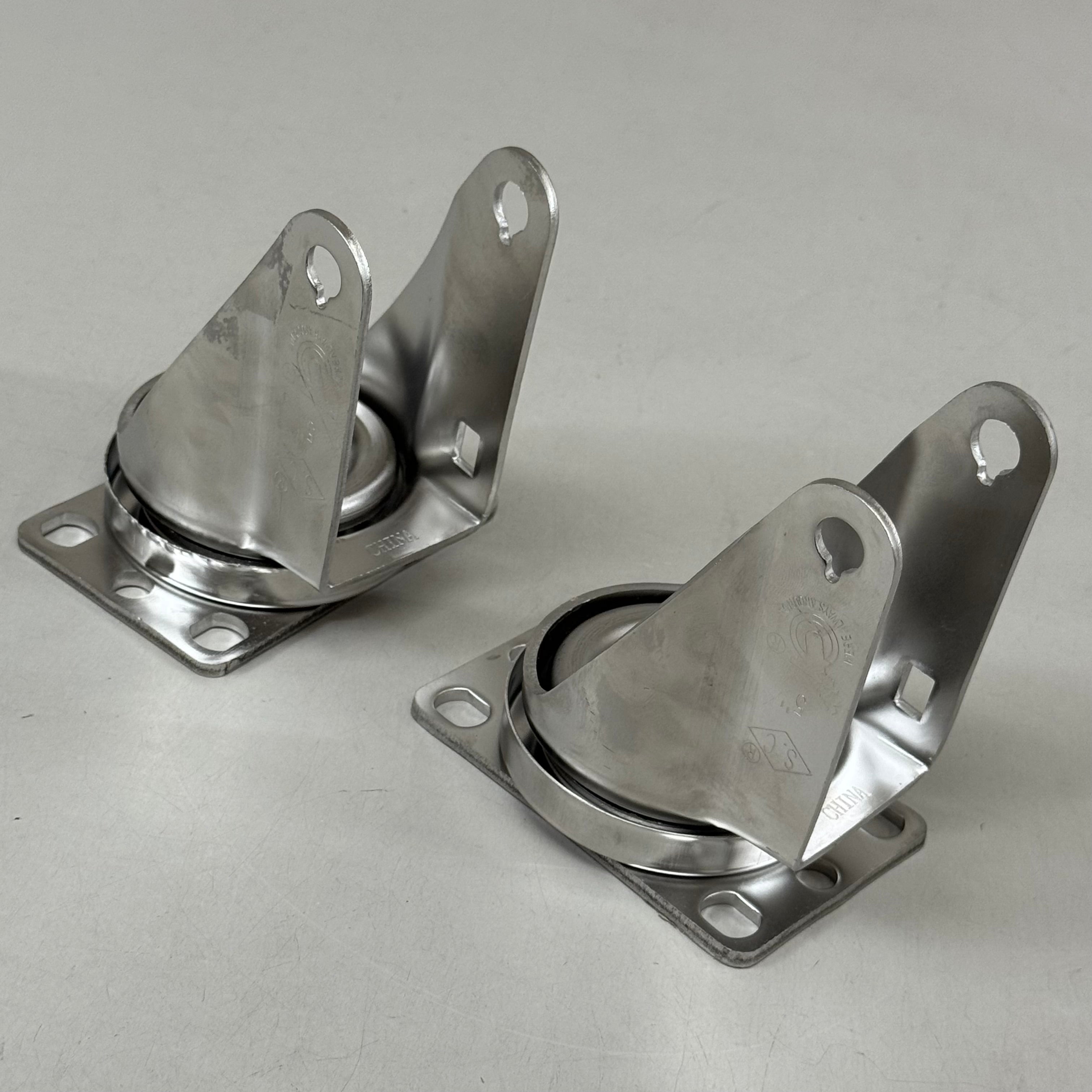 HEAVY DUTY  (2 Pack) Swivel Caster Plate Replacement 4"x2" Overall Length Chrome E32250GZ820644