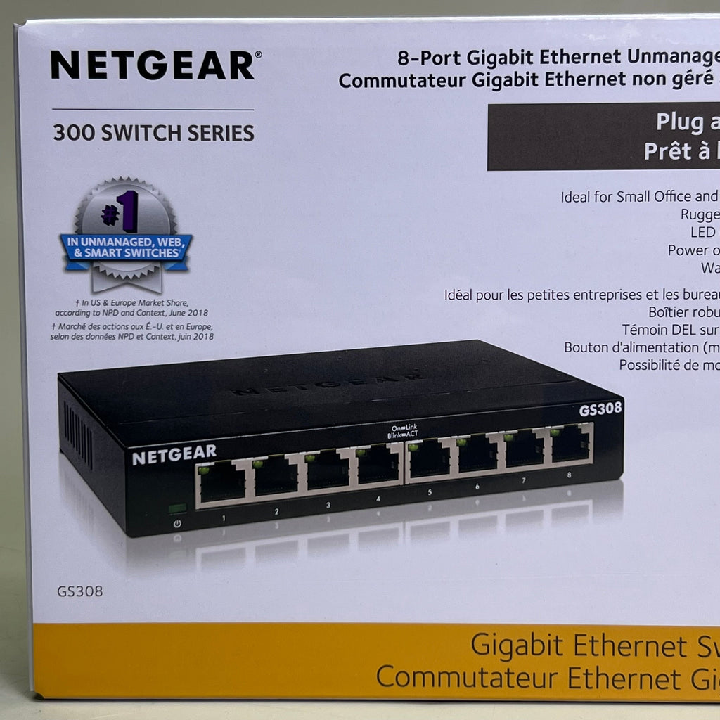 NETGEAR 8-Port Gigabit Ethernet Unmanaged Switch GS308-300PAS Plug & Play