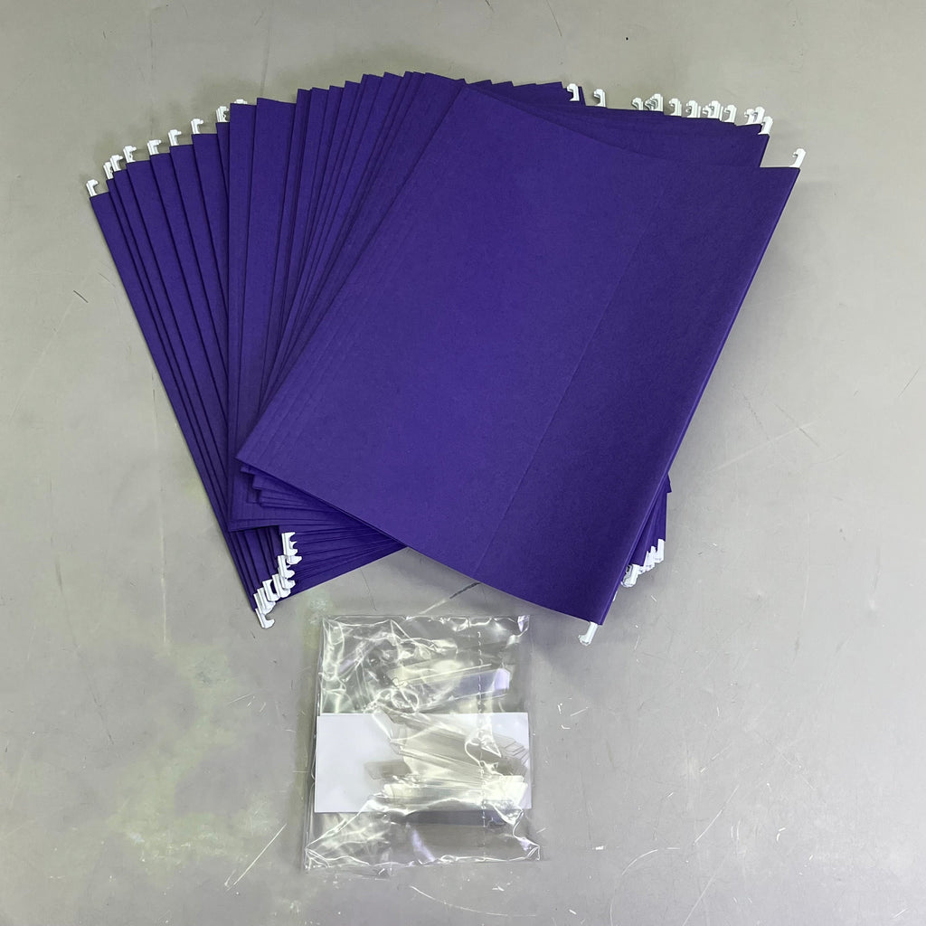 SMEAD (25 PACK) Hanging File Folders Letter Sz 1/5 Cut Tabs Purple 64072