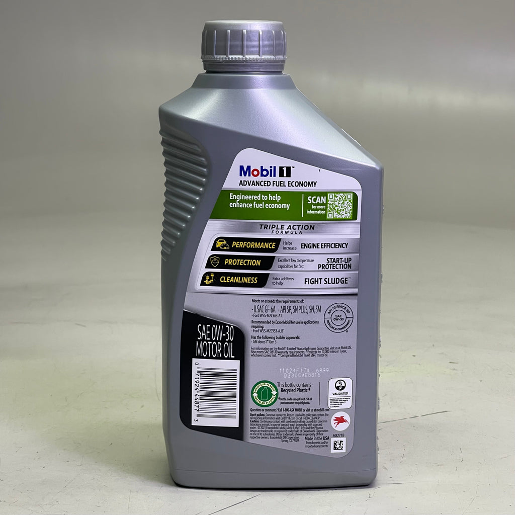 Z@ MOBIL 1 (6 PACK) Advanced Fuel Economy Full Synthetic Motor Oil 946 mL 0W-30 New, Box Condition Varies