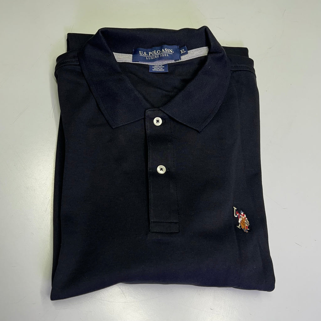U.S. POLO Interlock Polo Shirt W/ Embroidered Logo Men's Sz 2XL Black 23000123