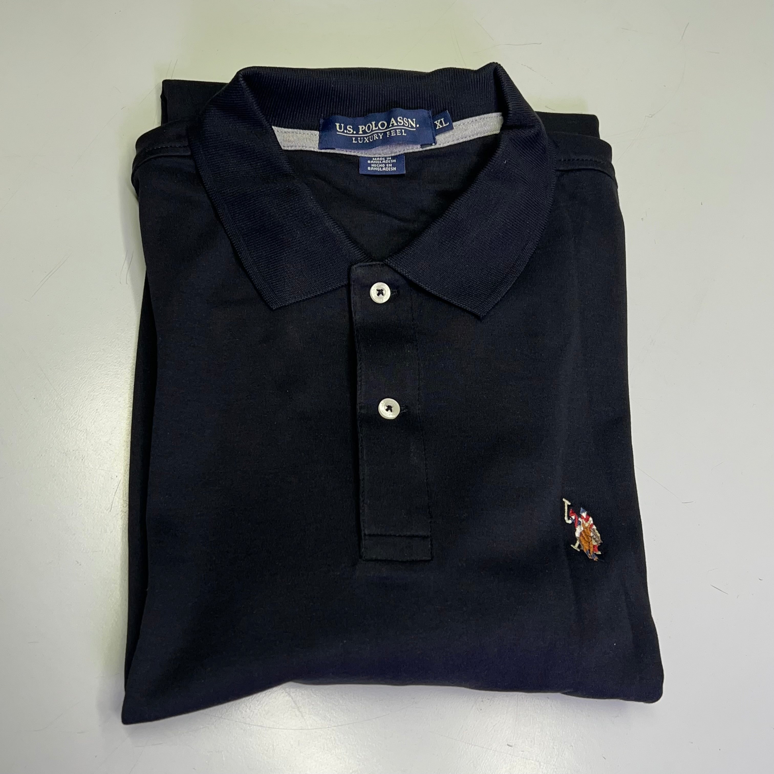 U.S. POLO Interlock Polo Shirt W/ Embroidered Logo Men's Sz 2XL Black 23000123