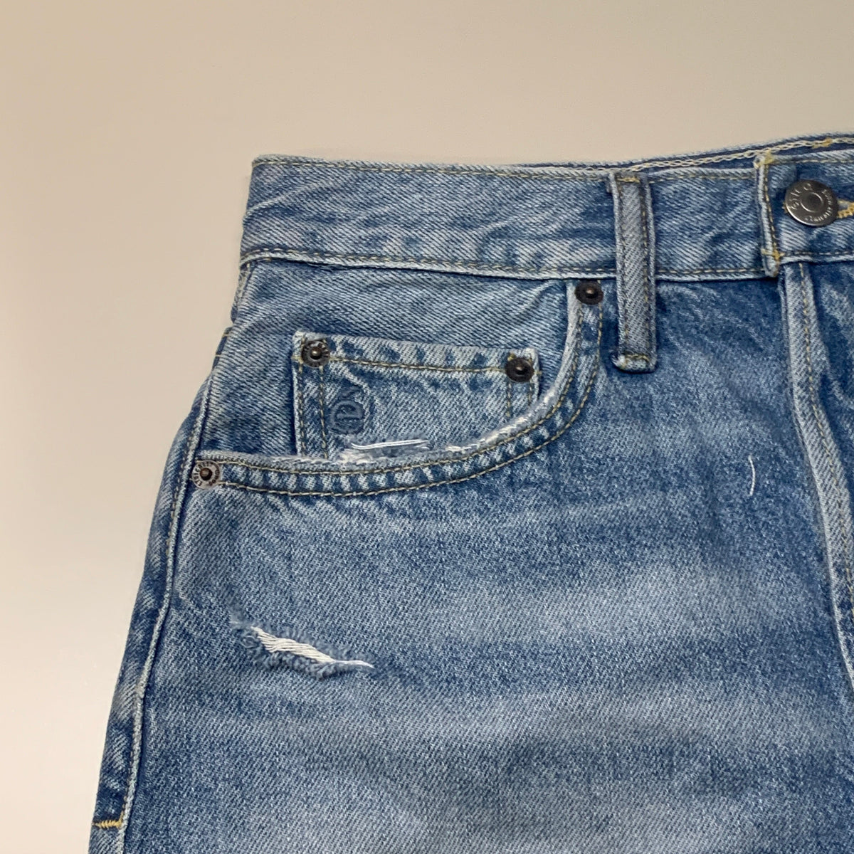 ETICA Fern High Rise Shorts Certified Organic Rip Current Size 28 EW178335