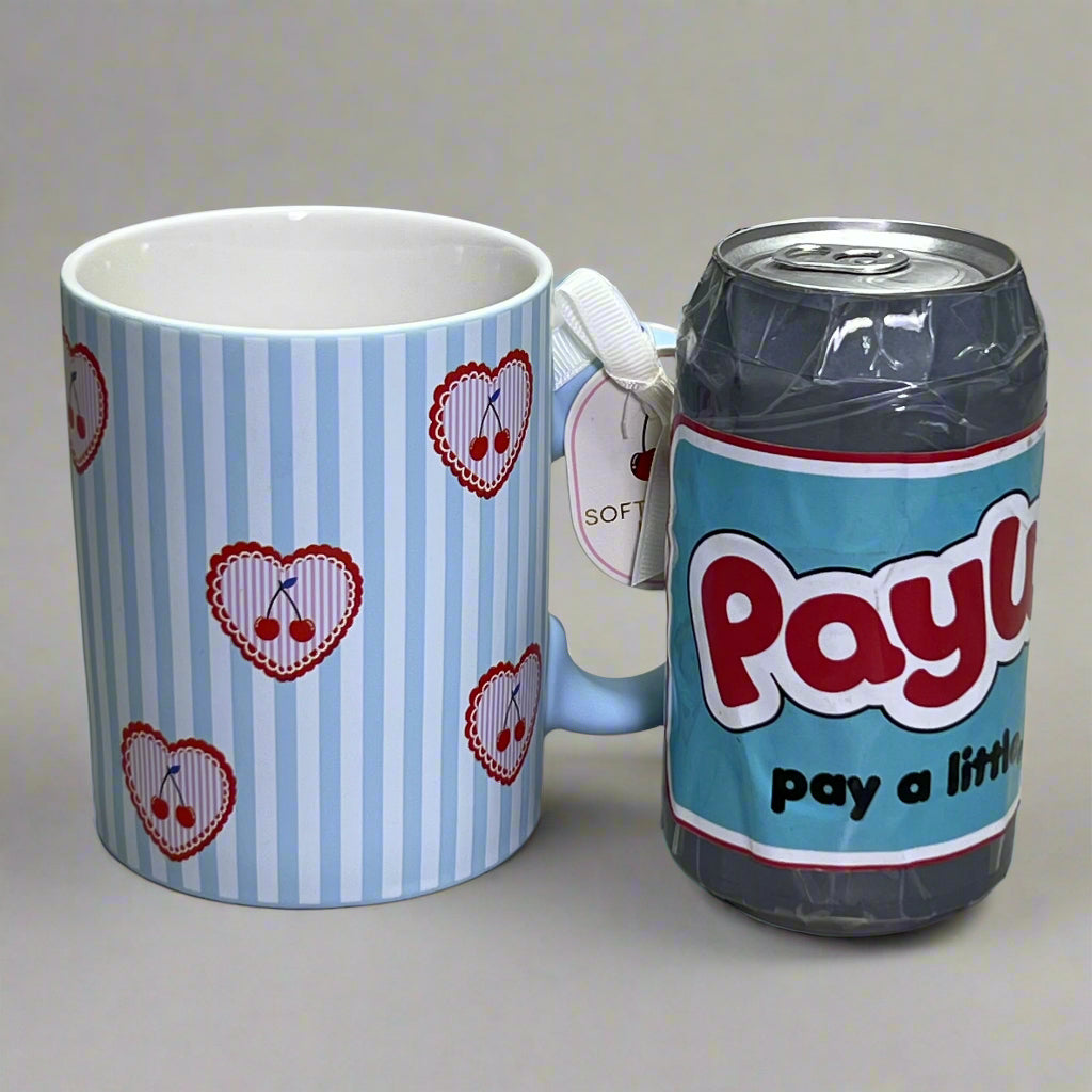 ECCOLO LTD (4 Pcs) Mugs With Fruit Design Sz 4.5" H x 3.5" D Blue MU165K