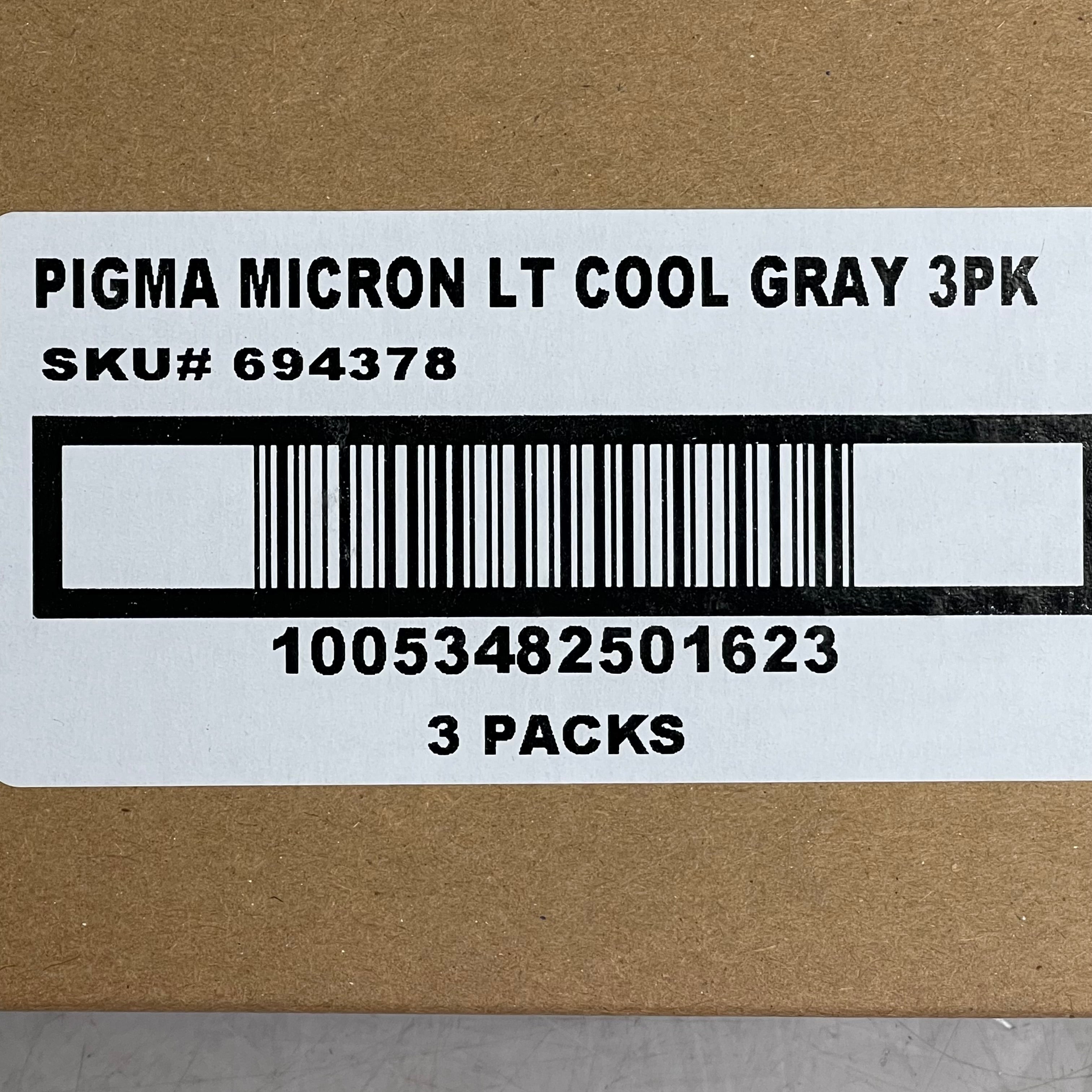 SAKURA (3-Pack) Pigma Micron Pens 0.25mm, 0.45mm, 0.60mm Light Cool Gray 37903