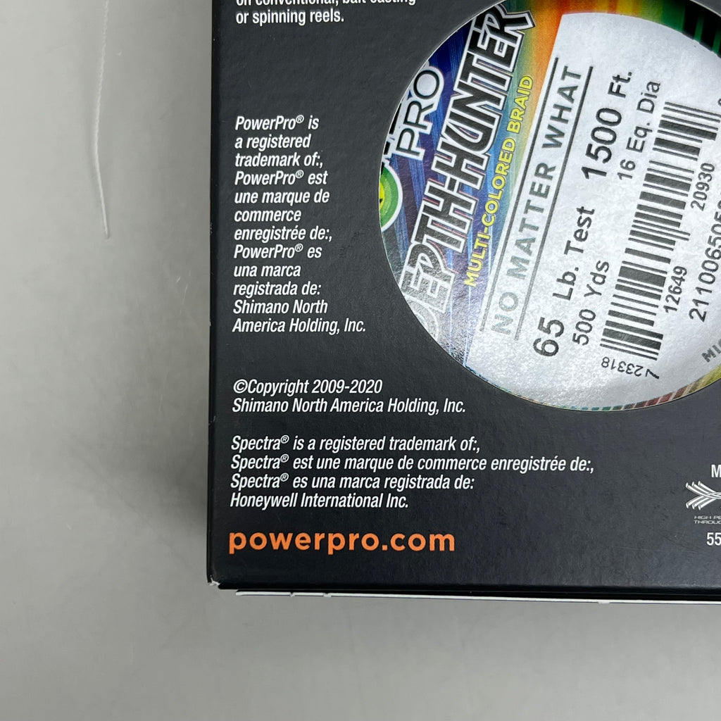 POWER PRO Microfilament Braided Fishing Line 65lbsx1500FT Multicolor 21100650500