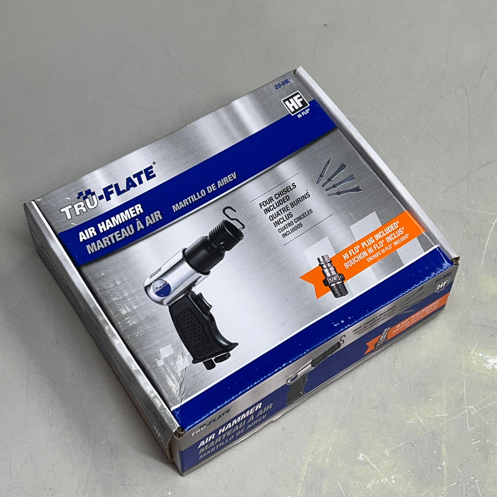 TRU-FLATE Air Chisel Hammer Hi FLO W/ 4 Chisels 4500 BPM 90 Psi 1/4" 25-560
