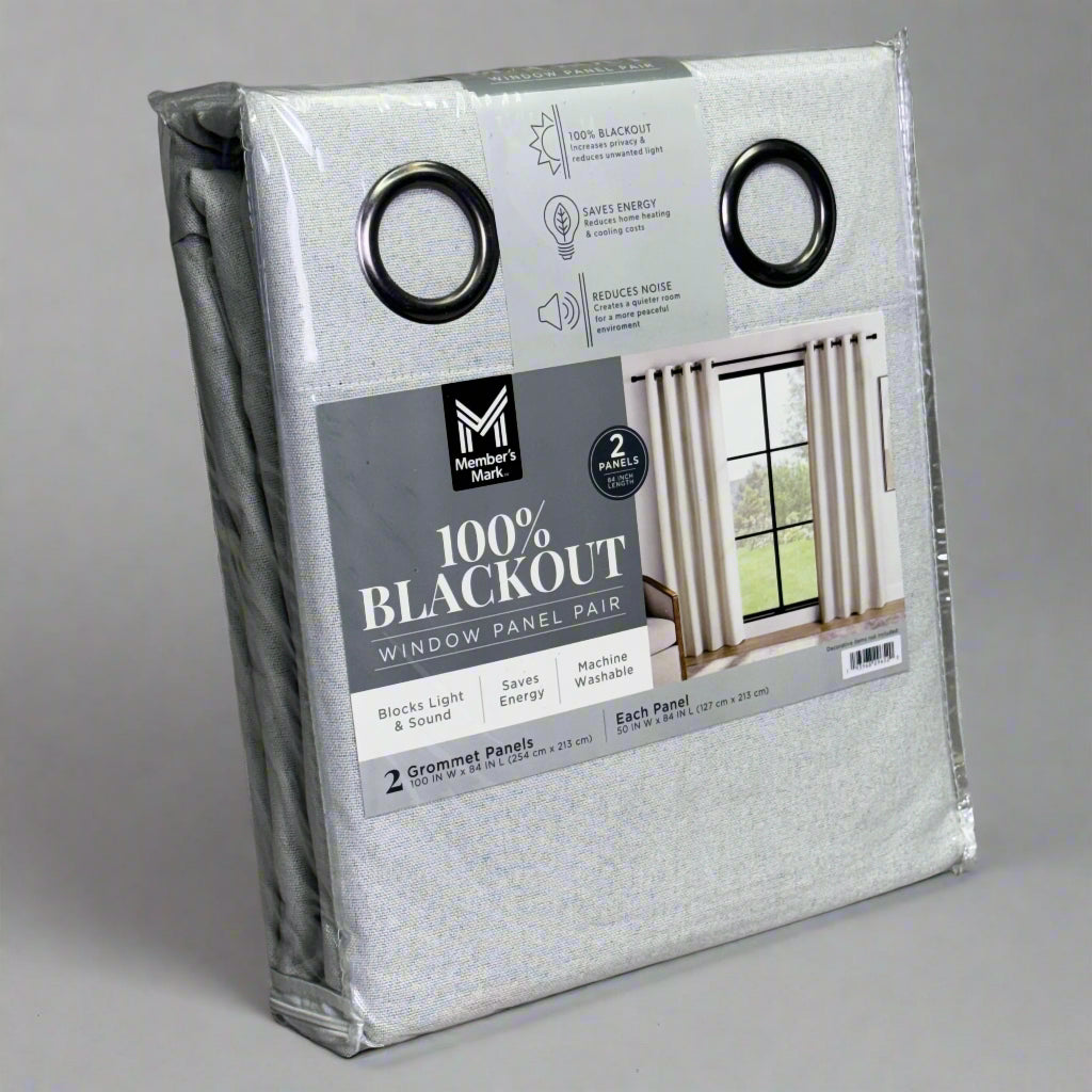 MEMBER'S MARK Window Panel Pair 100" W x 84" L, Light Grey