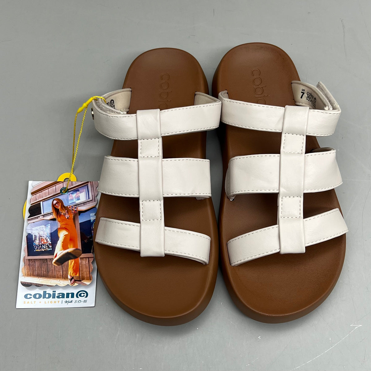 COBIAN Amalfi Synthetic Leather W/ Microfiber Lining Sandals Women's Sz 9, 39.5 EU Cream AMA25-110-9