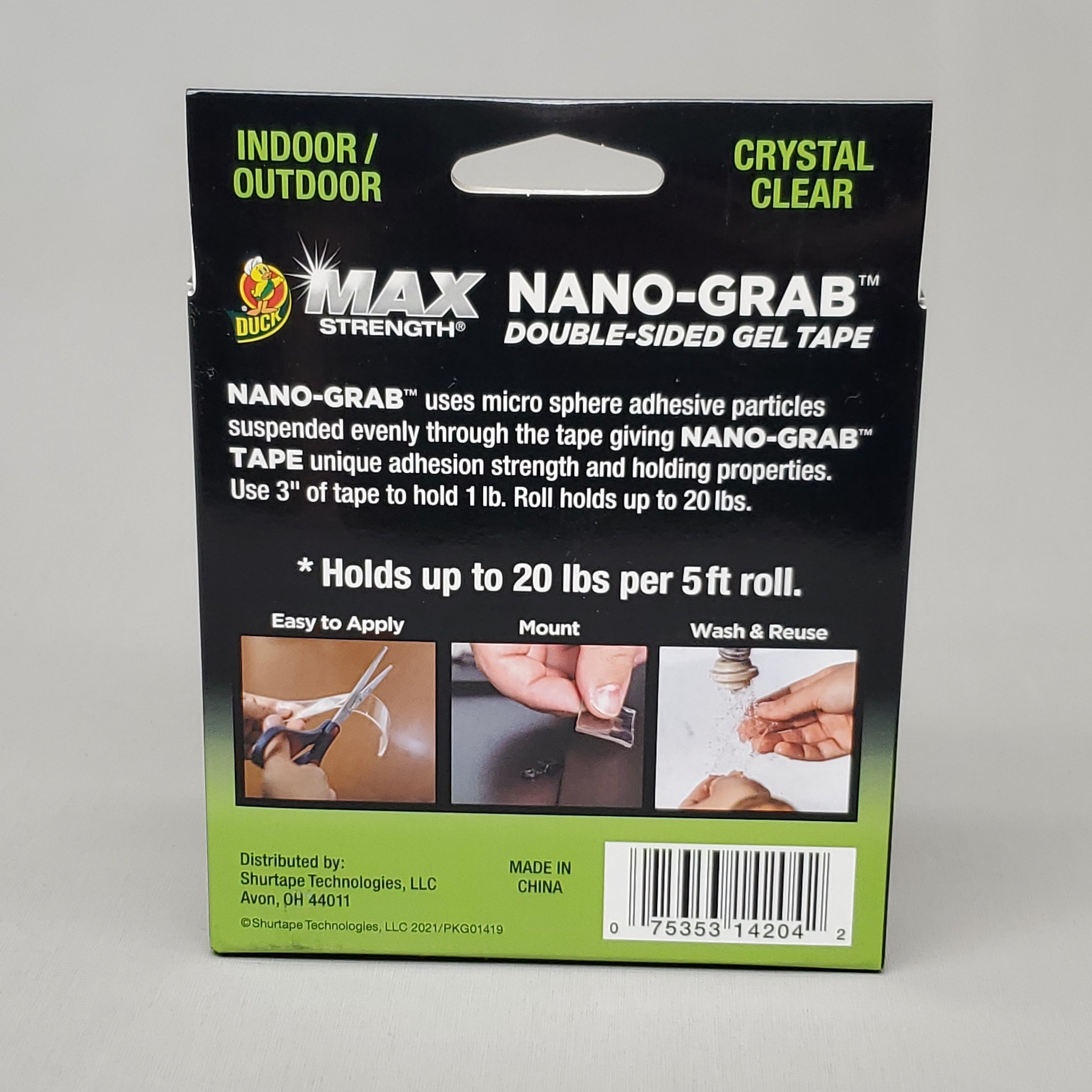 SHURTAPE 6 Pack Duck Max Strength Nano-Grab Double Sided Gel Tape .49"X5' 2mm Gauge