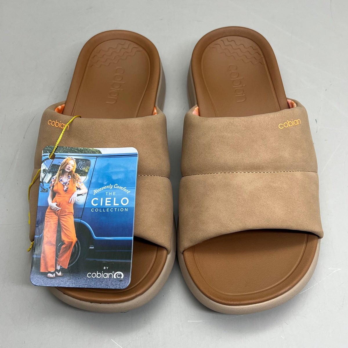 COBIAN Tolula Slide Enhanced Cushion Suede Strap Women's Sz 6 Tan TOL24-230-06