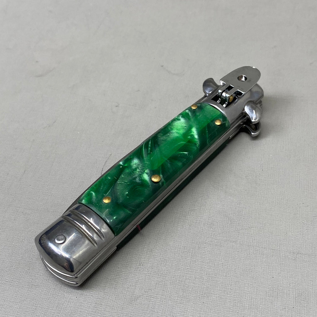 ZA@ ARMED FORCE TACTICAL Hand Crafted OTF Pocket Knife 3" Blade 7" Knife Green Marble ST-8GN