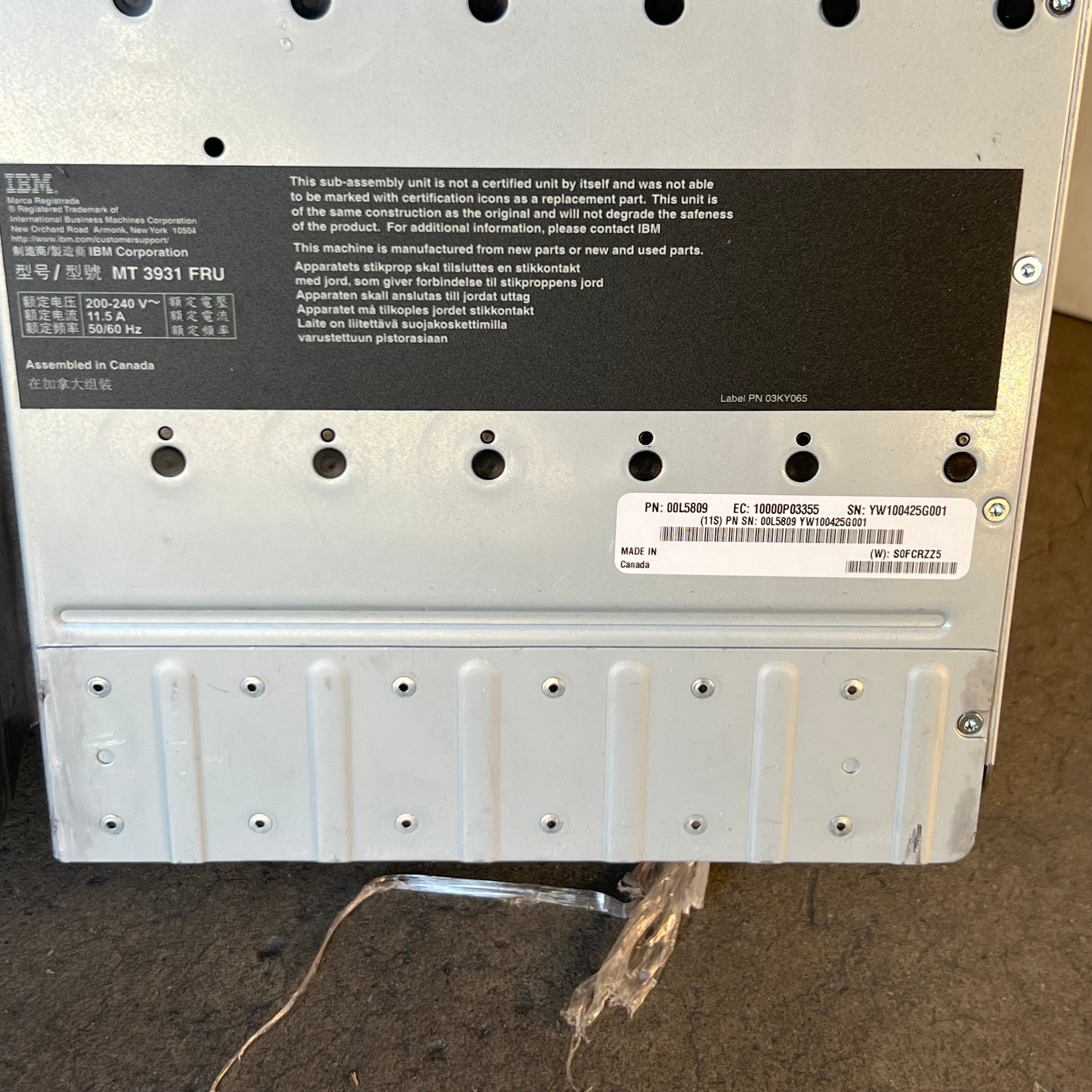 IBM CPC Processor Drawer Main Control Unit MT 3931 FRU Sz 19"x8.5"x35" (New Other)