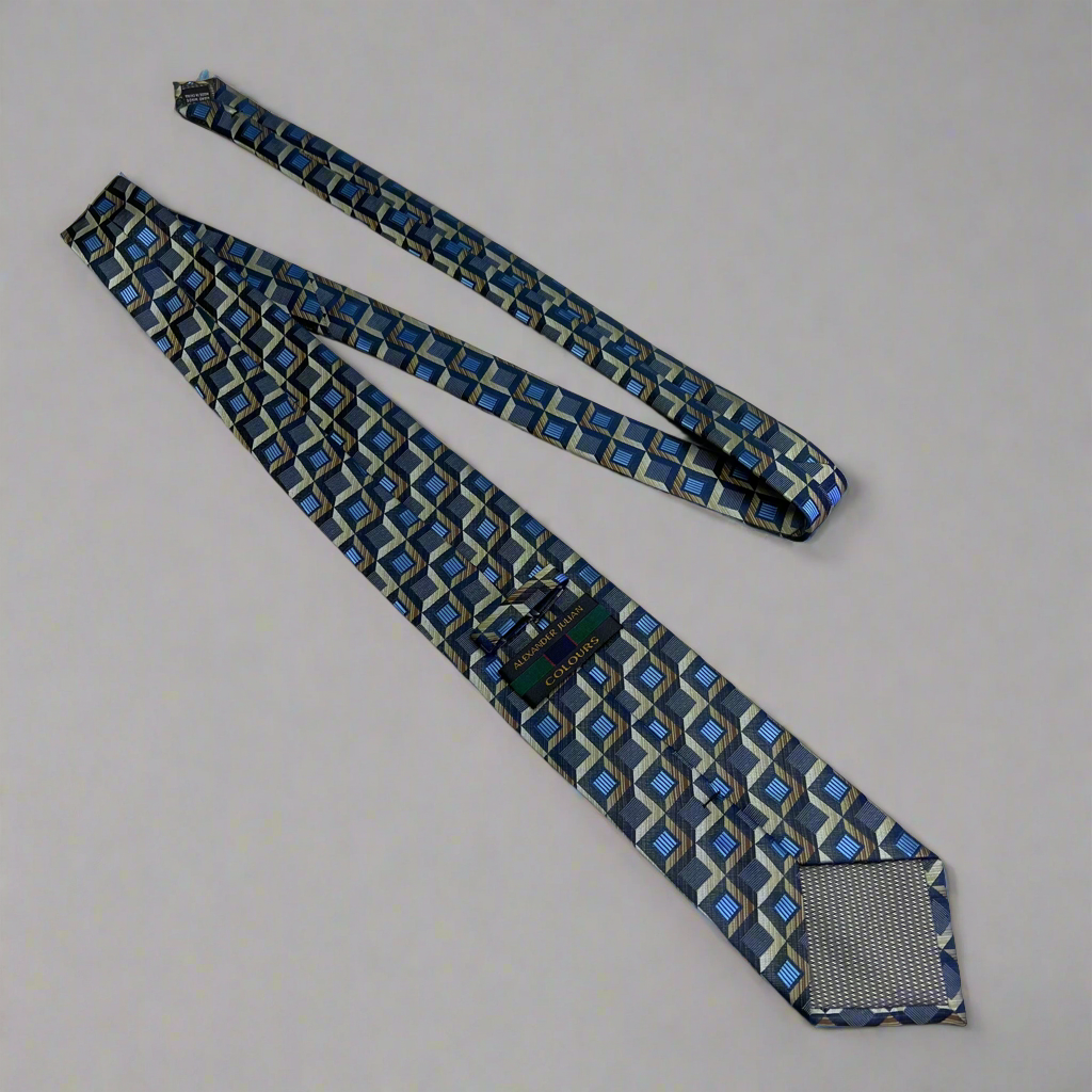 ALEXANDER JULIAN COLOURS 3D Square Tie 60" Blue/Multicolor Pattern (Pre-Owned)