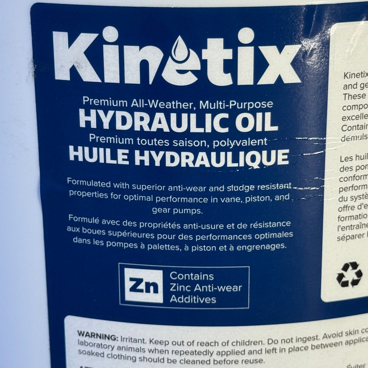 KINETIX Hydraulic Oil 5 Gallons White 90721