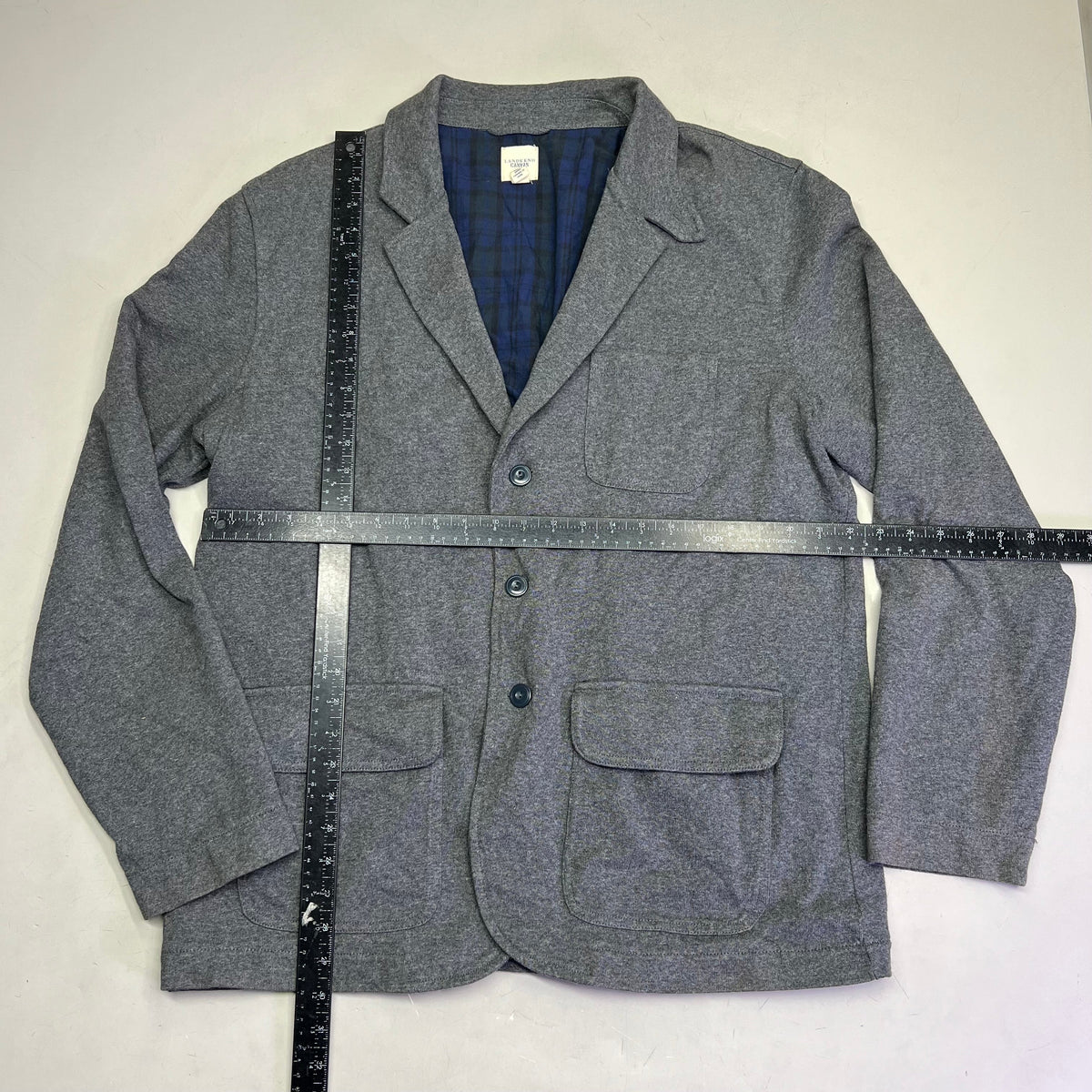 LANDS END CANVAS Jacket 100% Cotton Diamond Stitch Shoulder Men's Sz XL Grey