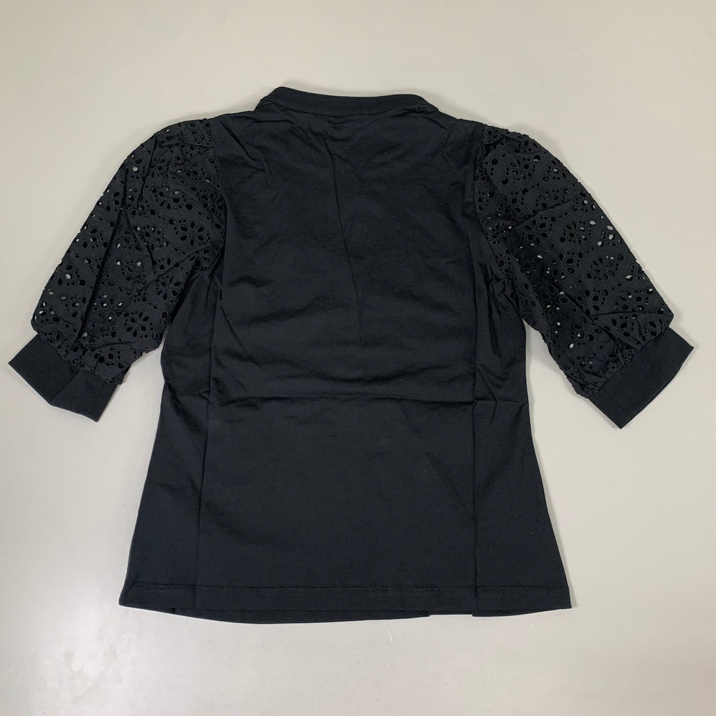 VERONICA BEARD Jeans Women's Coralee Top Lace Sleeves Sz-M Black J2406JY0330831