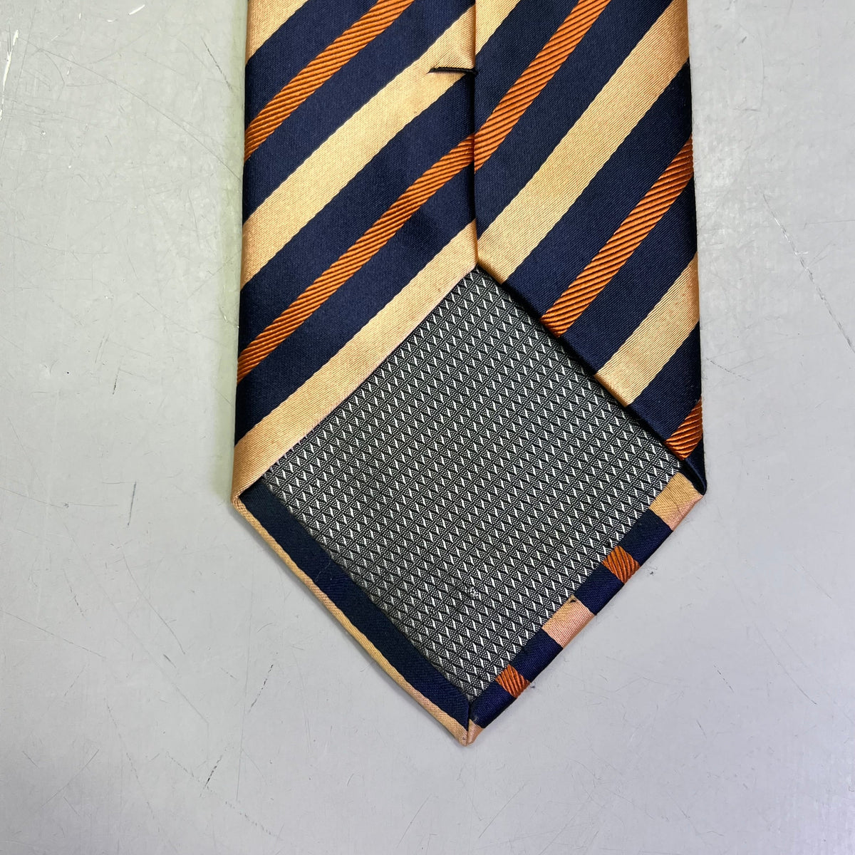 ALEXANDER JULIAN COLOURS Slanted Design Tie 64" Orange/Navy Blue (Pre-Owned)