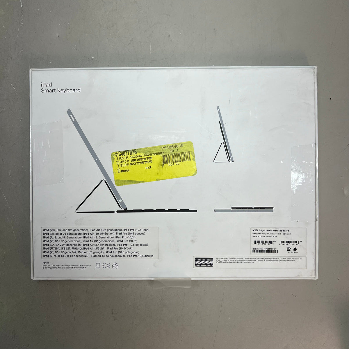 APPLE Smart Keyboard For IPad 7th-9th Generation Black MX3L2LL/A (Return)