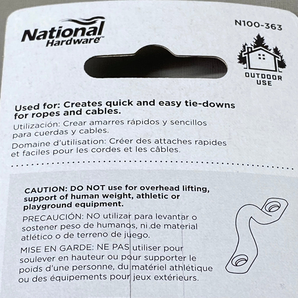 NATIONAL HARDWARE (5 Pack) Rope Loop Stainless Steel 3/4"x2-1/4" Grey N100-363