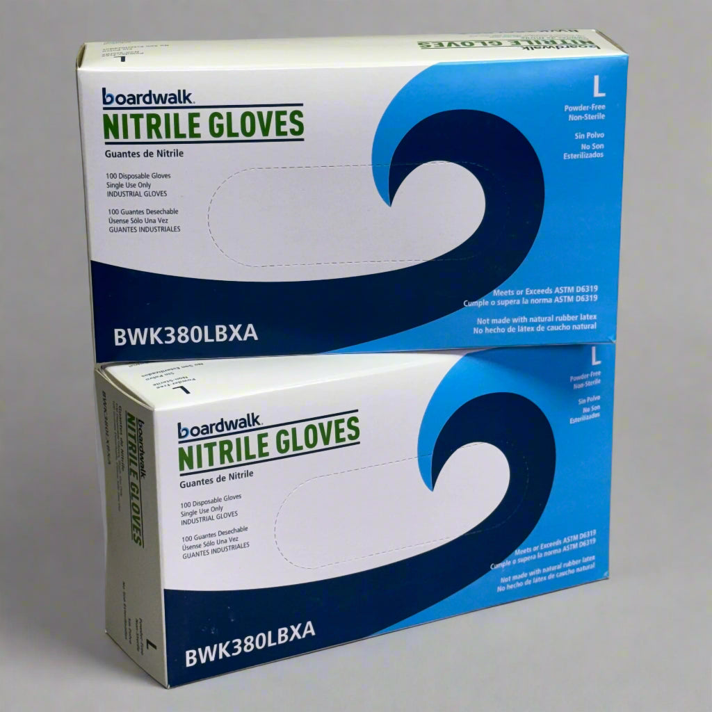 BOARDWALK (2 PACK) Disposable Nitrile Gloves Sz L, Blue BWK380LBXA