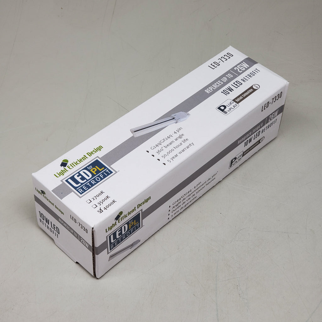 LIGHT EFFICIENT DESIGN 6PK! 10W LED Bulb for PL Retrofit LED-7330 LED-7330-40K-G2
