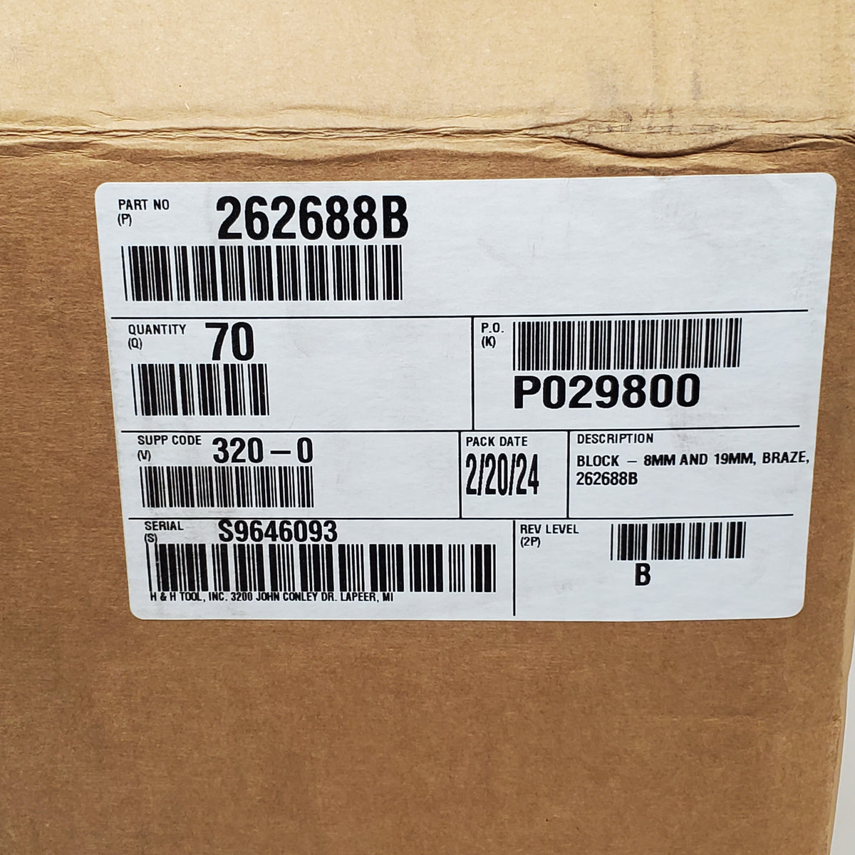 H&H TOOL INC Aluminum Braze Block 8mm & 19MM 262688B Auto Part 70 Pack 19lbs