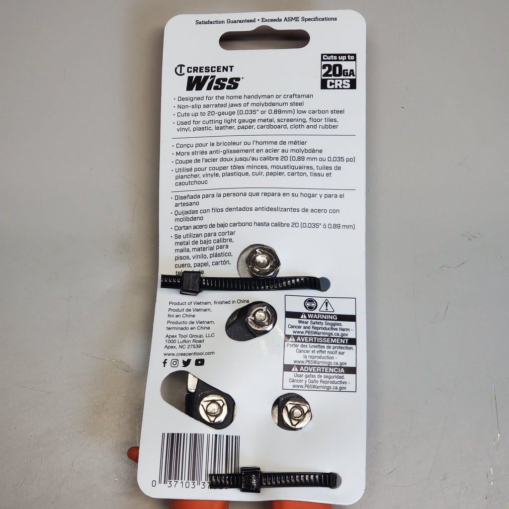 WISS Crescent 9 in Multi-Purpose Aviation Snips Orange Handle MPC3N-06