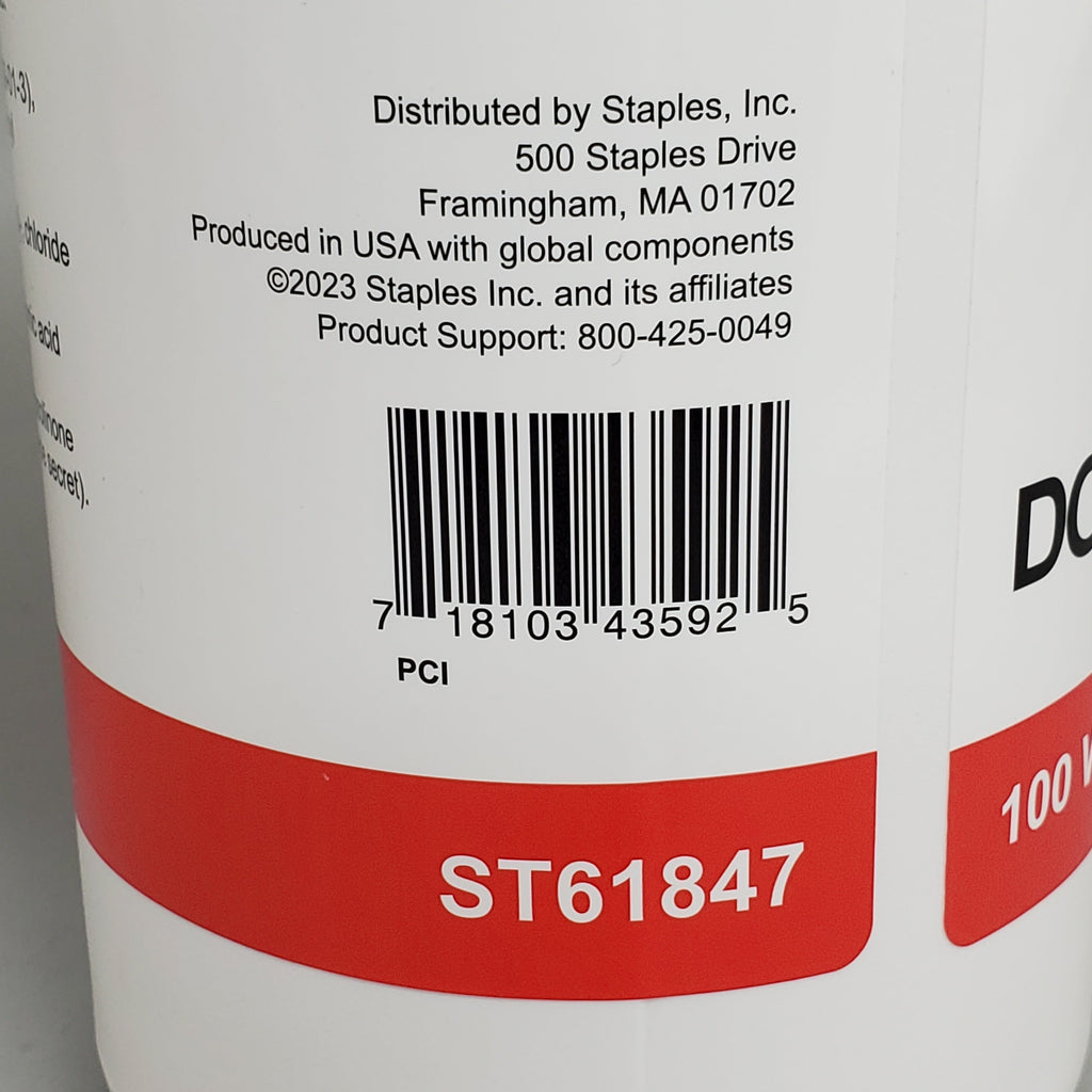 ZA@ STAPLES (2 Pack) Screen Cleaning Wet Wipes 100ct 5x7" ST61848 Non-Abrasive