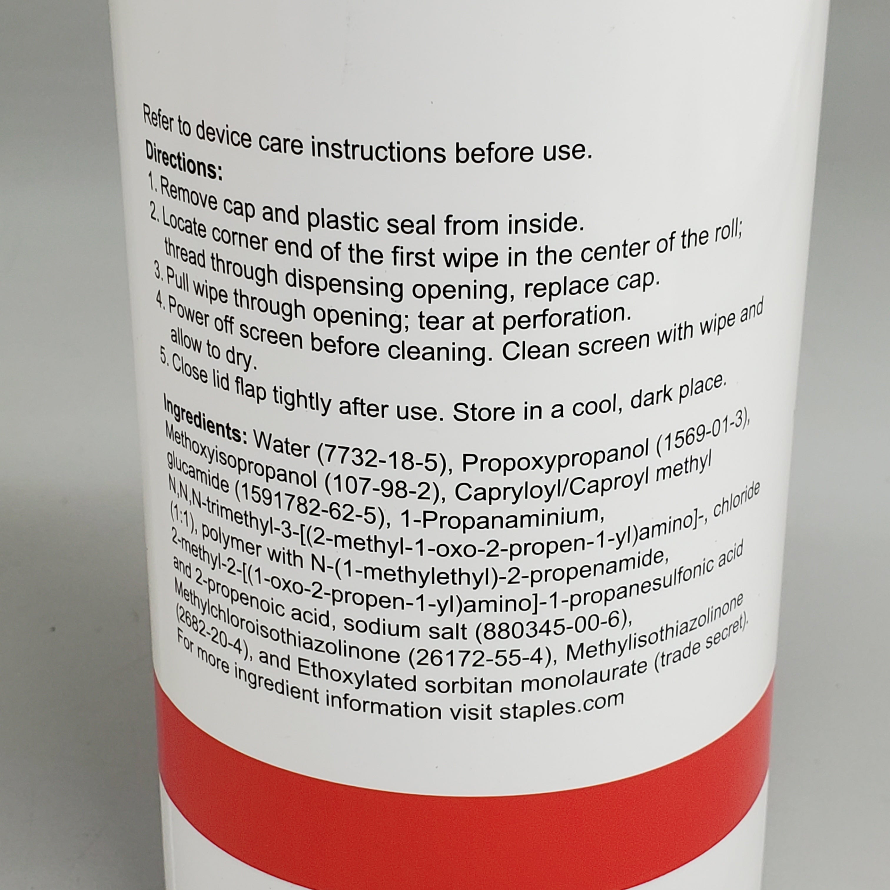 ZA@ STAPLES (2 Pack) Screen Cleaning Wet Wipes 100ct 5x7" ST61848 Non-Abrasive