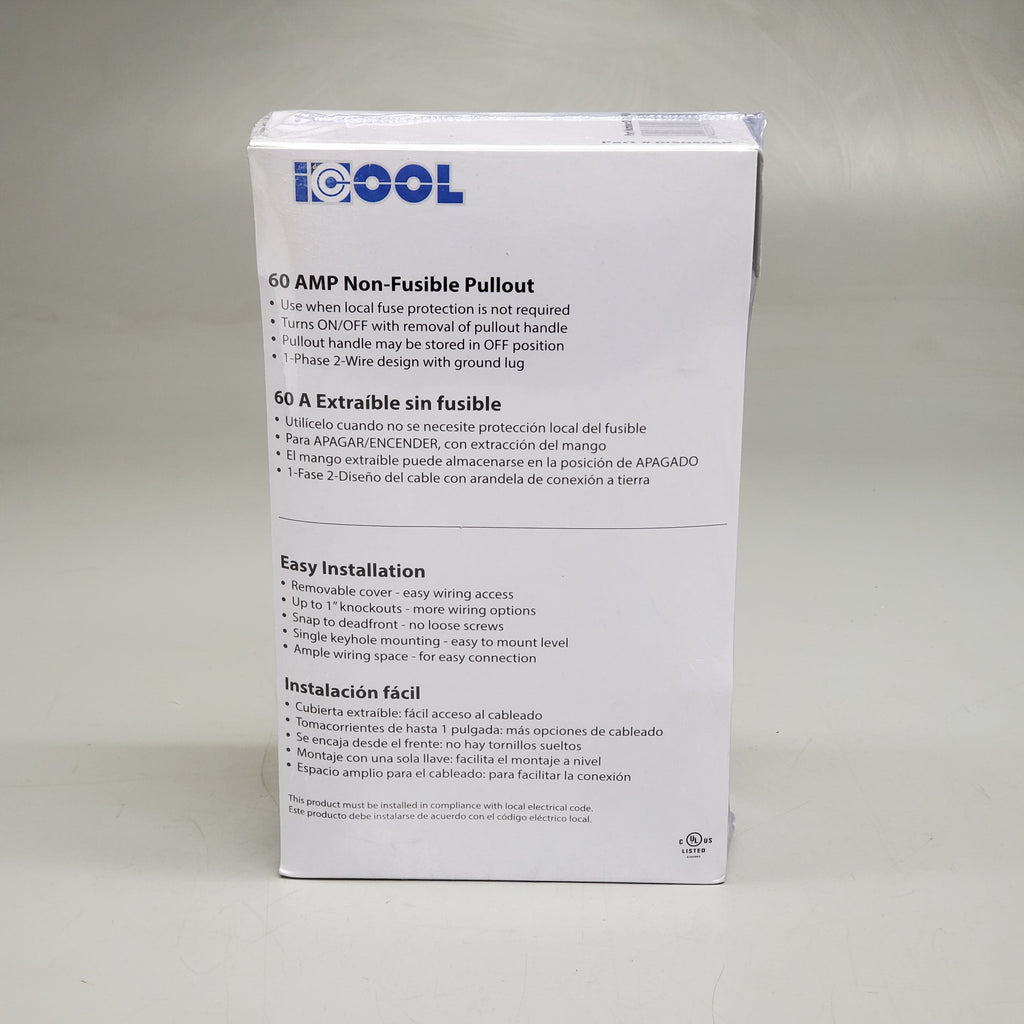 ICOOL Non-Fusible Pullout Air Conditioner Disconnect 60Amp DISN60AN