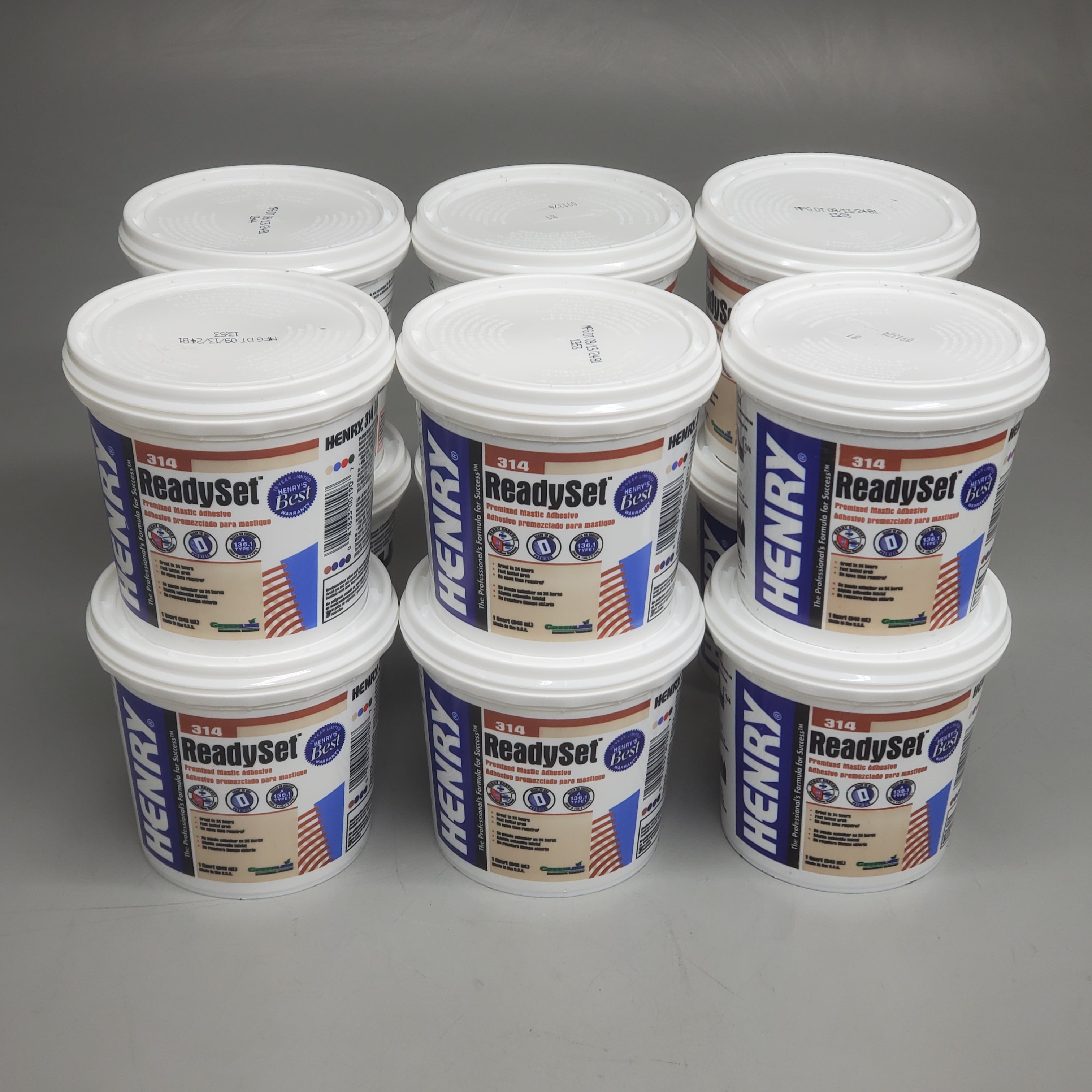 HENRY (12 Pack) ReadySet Premixed Mastic Ceramic Tile Adhesive 1 Quart 314