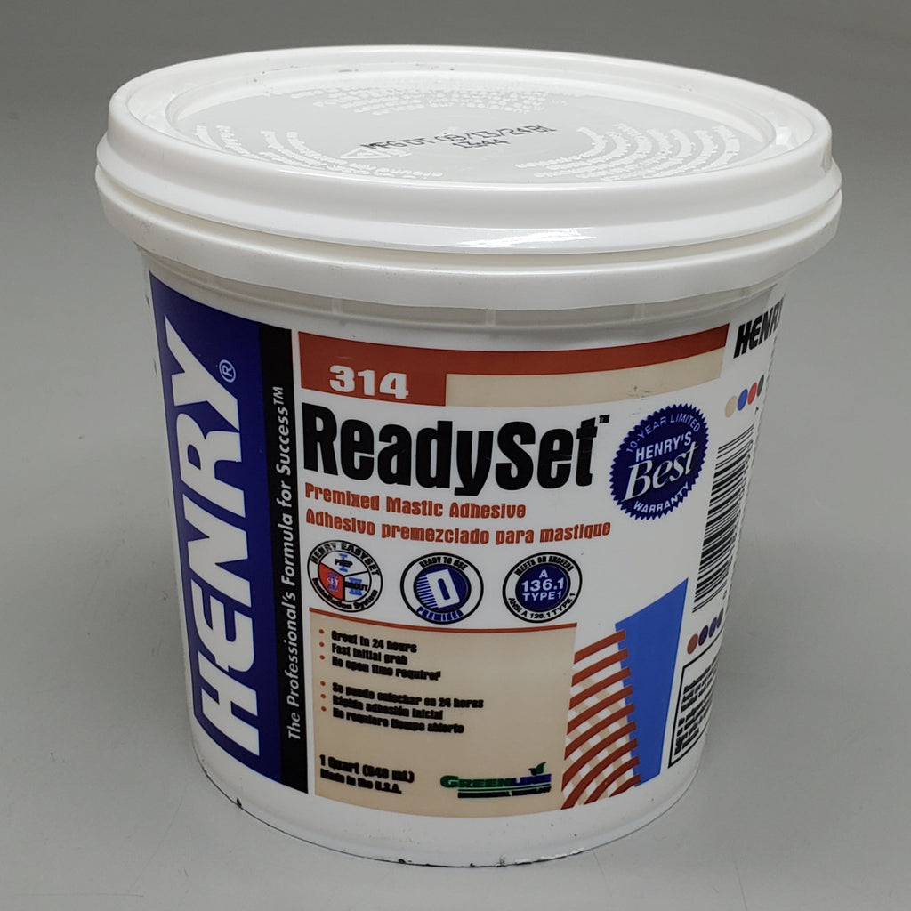 HENRY (12 Pack) ReadySet Premixed Mastic Ceramic Tile Adhesive 1 Quart 314
